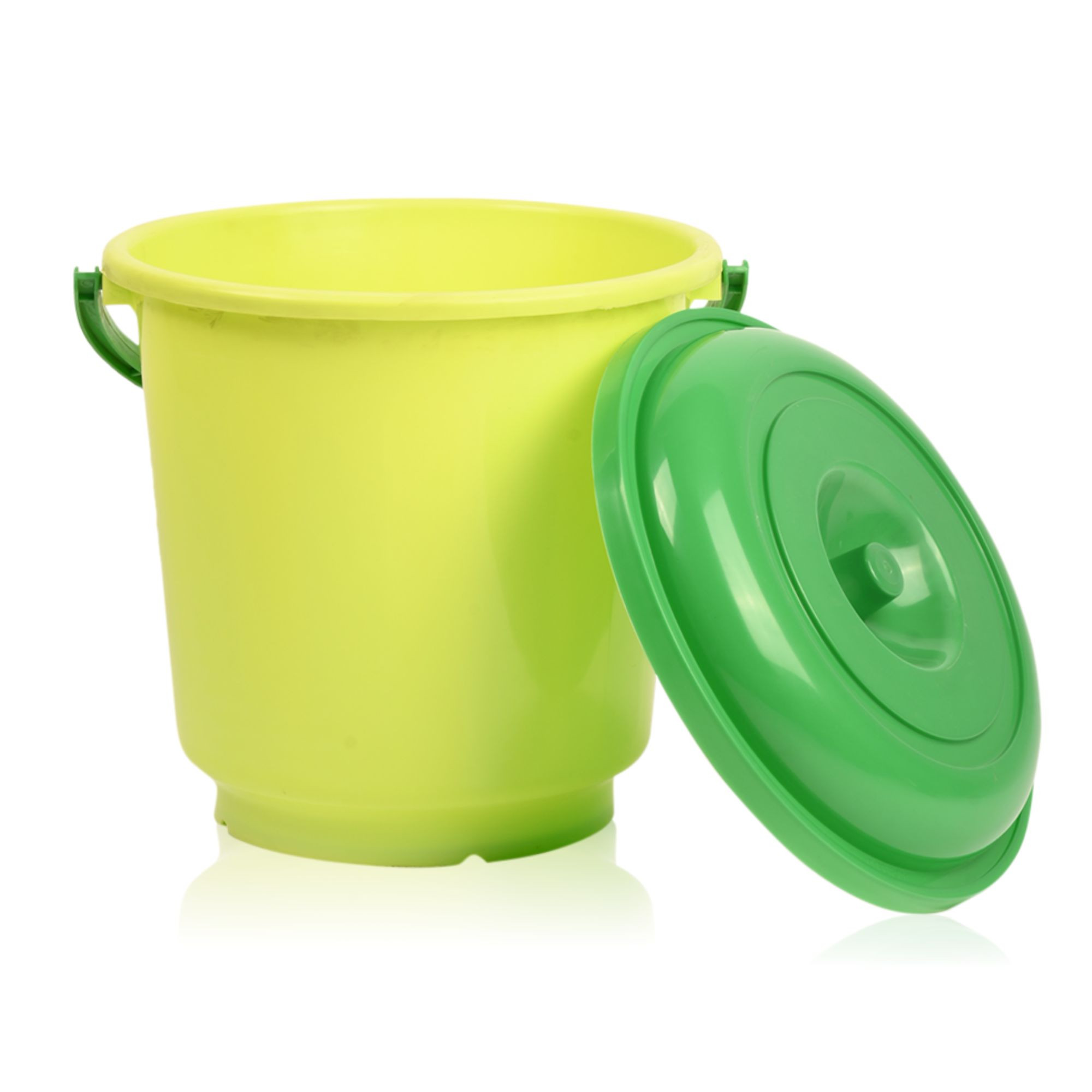 Kuber Industries Bucket  18 Liter Bucket for Bathroom  Balti for Bathroom  Plastic Bucket for Daily Use  Bucket with Lid  Handle  Water Storage Bucket  Bathroom Bucket  Green