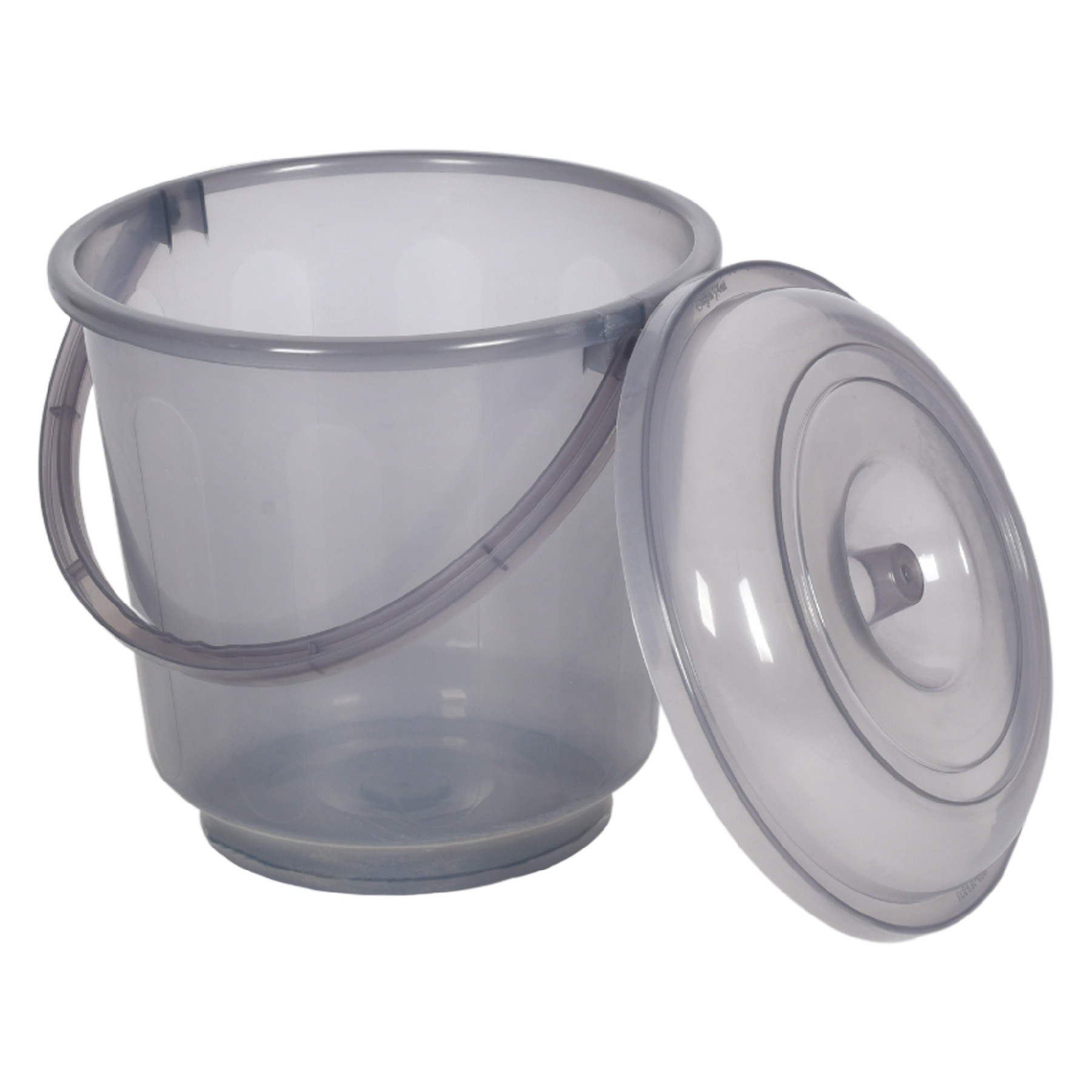 Kuber Industries Bucket  Bathroom Bucket  Utility Bucket for Daily Use  Bucket for Bathing  Water Storage Bucket  Bucket with Handle  Lid  13 LTR  SUPER-013  Transparent Gray