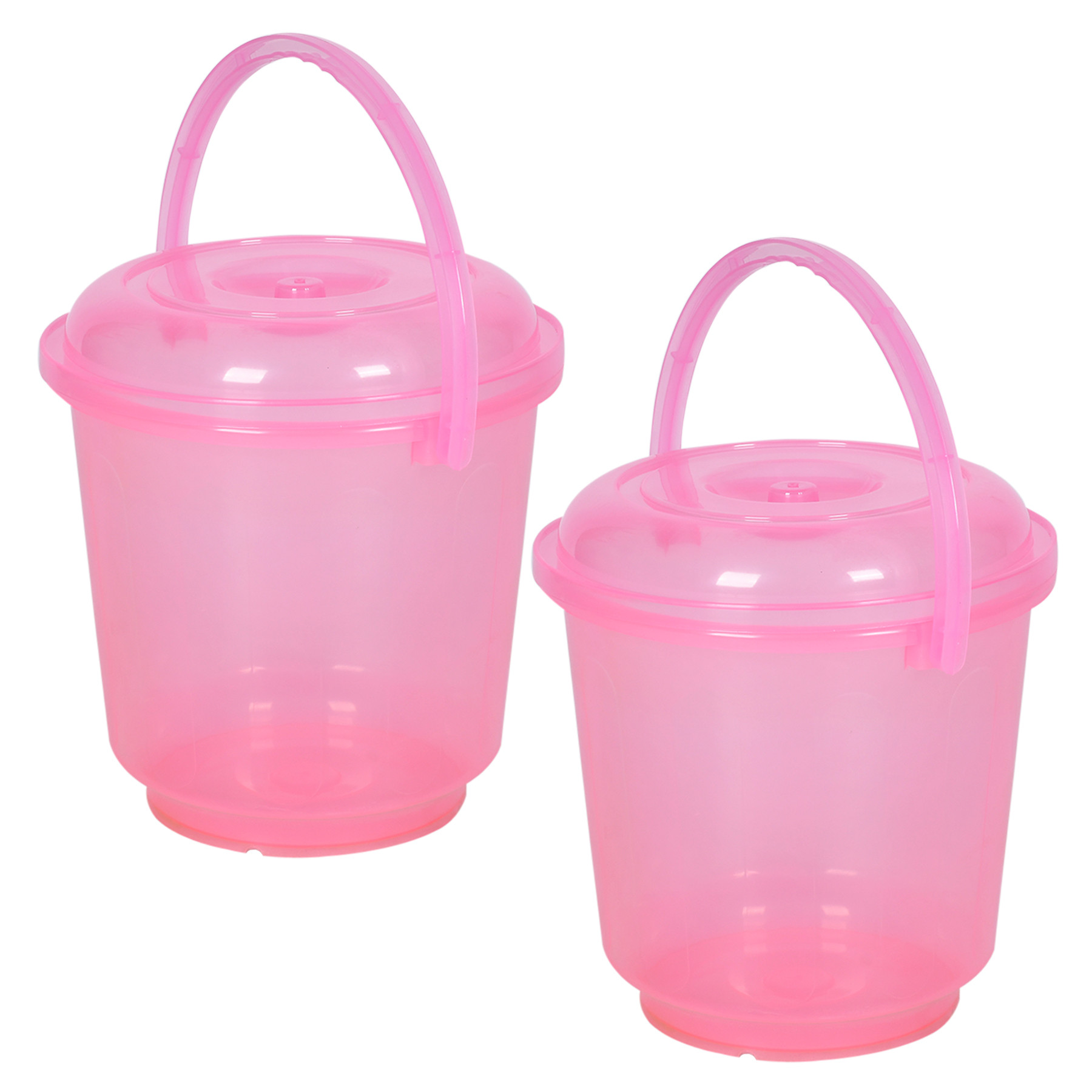Kuber Industries Bucket | Bathroom Bucket | Utility Bucket for Daily Use | Bucket for Bathing | Water Storage Bucket | Bucket with Handle & Lid | 13 LTR | SUPER-013 | Transparent Pink