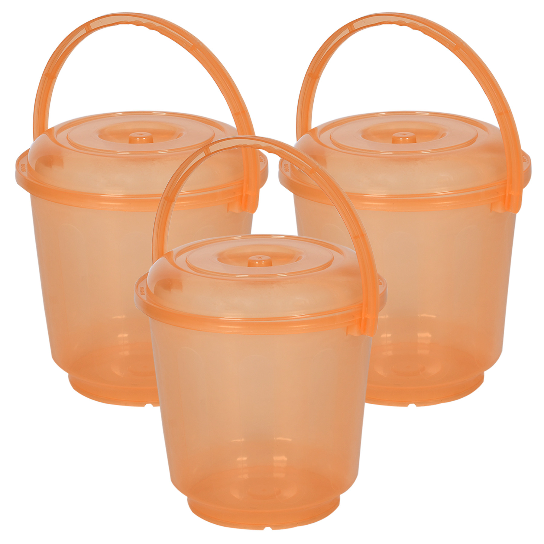 Kuber Industries Bucket | Bathroom Bucket | Utility Bucket for Daily Use | Bucket for Bathing | Water Storage Bucket | Bucket with Handle & Lid | 13 LTR | SUPER-013 | Transparent Orange