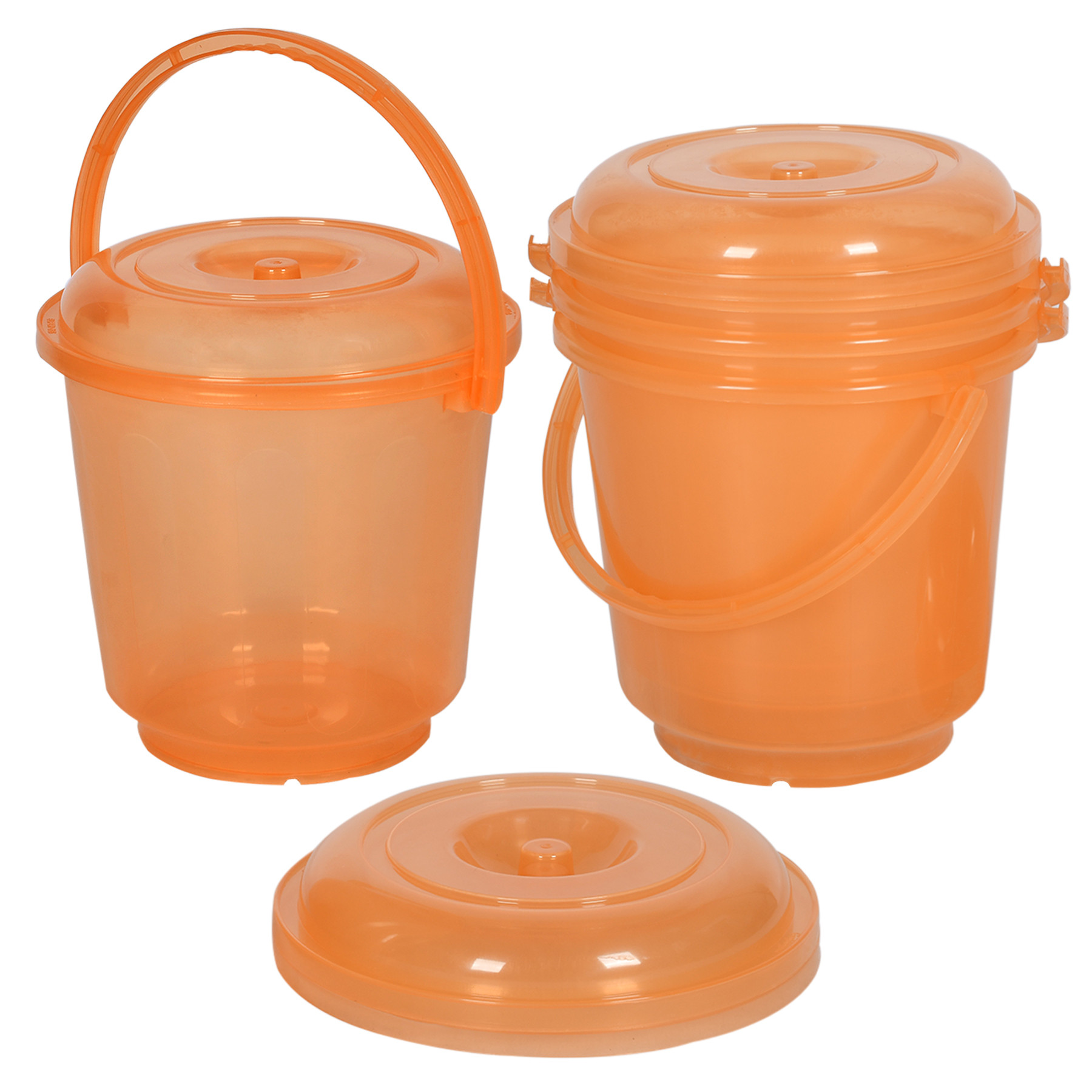 Kuber Industries Bucket | Bathroom Bucket | Utility Bucket for Daily Use | Bucket for Bathing | Water Storage Bucket | Bucket with Handle & Lid | 13 LTR | SUPER-013 | Transparent Orange