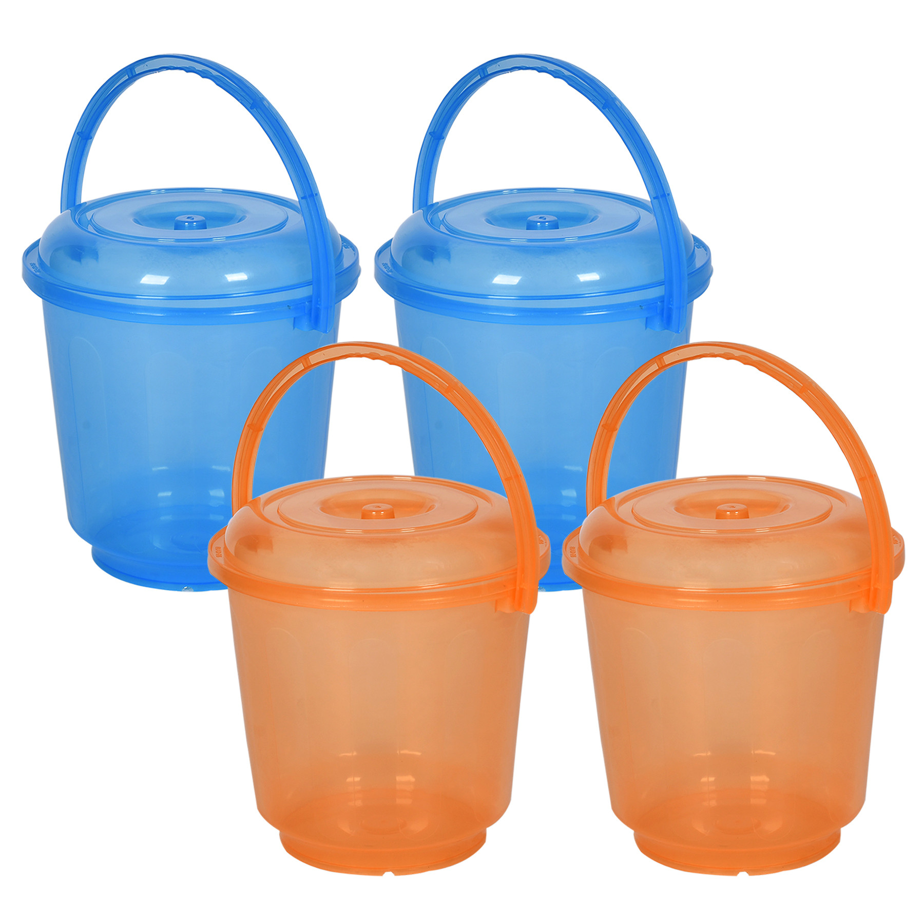 Kuber Industries Bucket | Bathroom Bucket | Utility Bucket for Daily Use | Water Storage Bucket | Bathing Bucket with Handle & Lid | 13 LTR | SUPER-013 | Transparent | Blue & Orange