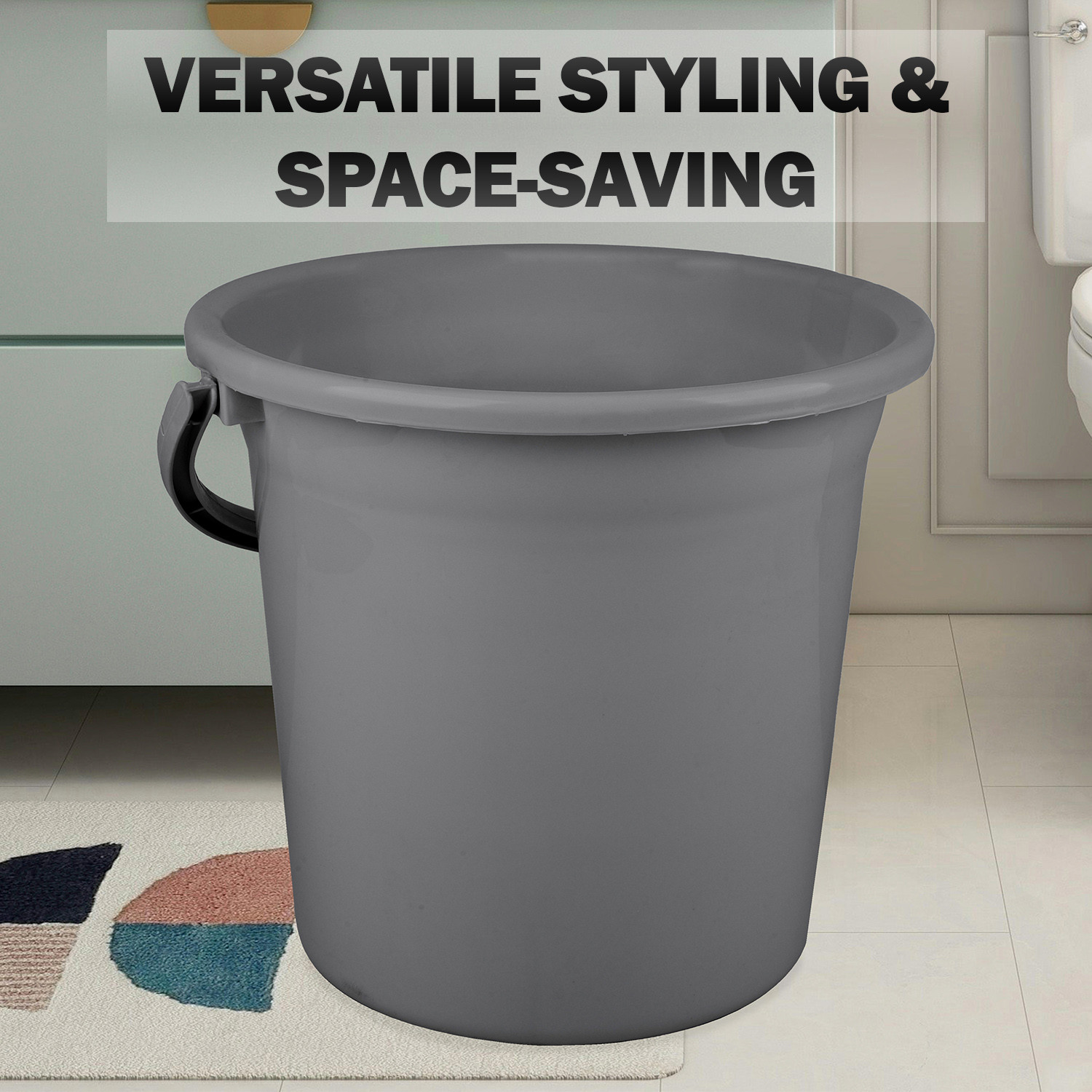Kuber Industries Bucket  Plastic Bucket for Bathroom  Strong Bathroom Bucket  Bucket for Bathing  Water Storage Bucket  Bathroom Bucket  Plain Bucket  18 LTR  Gray