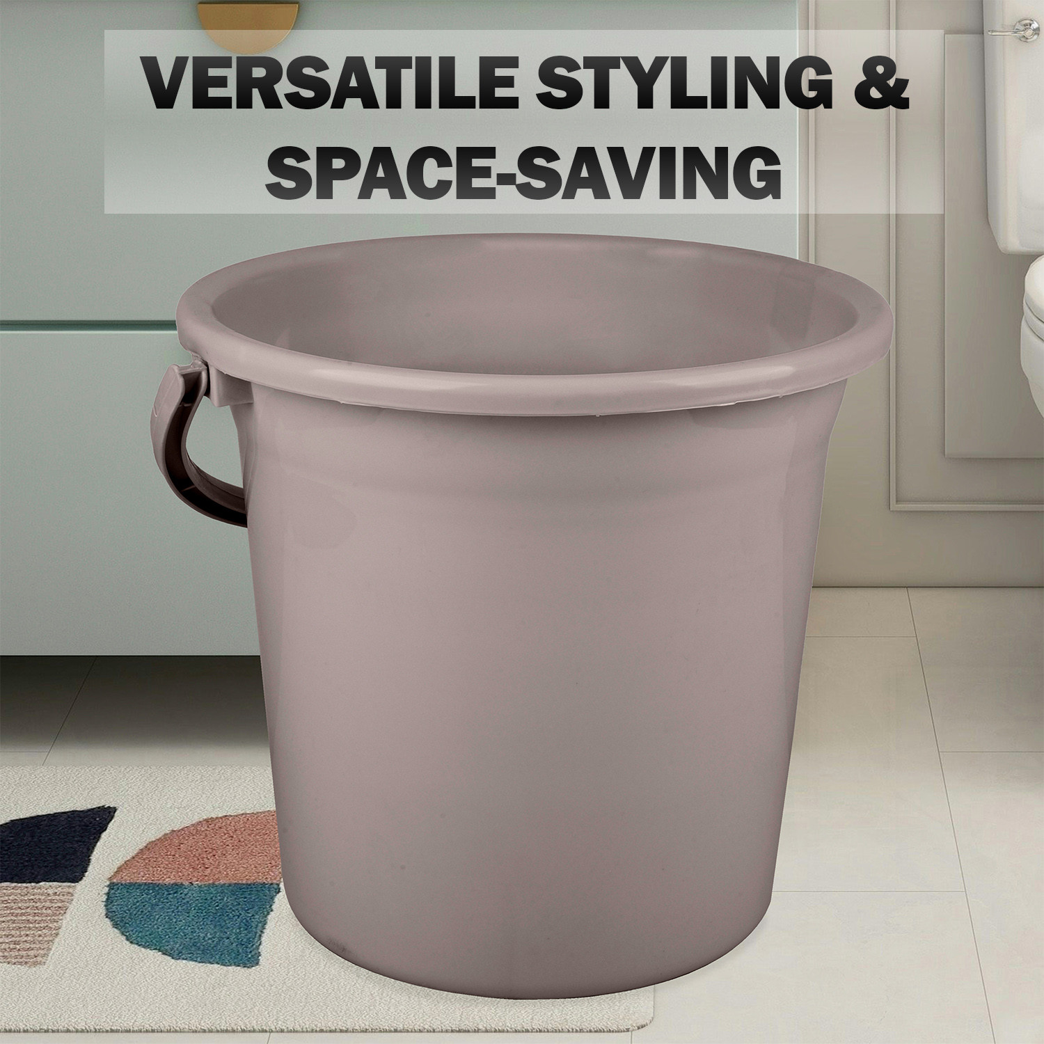 Kuber Industries Bucket  Plastic Bucket for Bathroom  Strong Bathroom Bucket  Bucket for Bathing  Water Storage Bucket  Bathroom Bucket  Plain Bucket  18 LTR  Brown