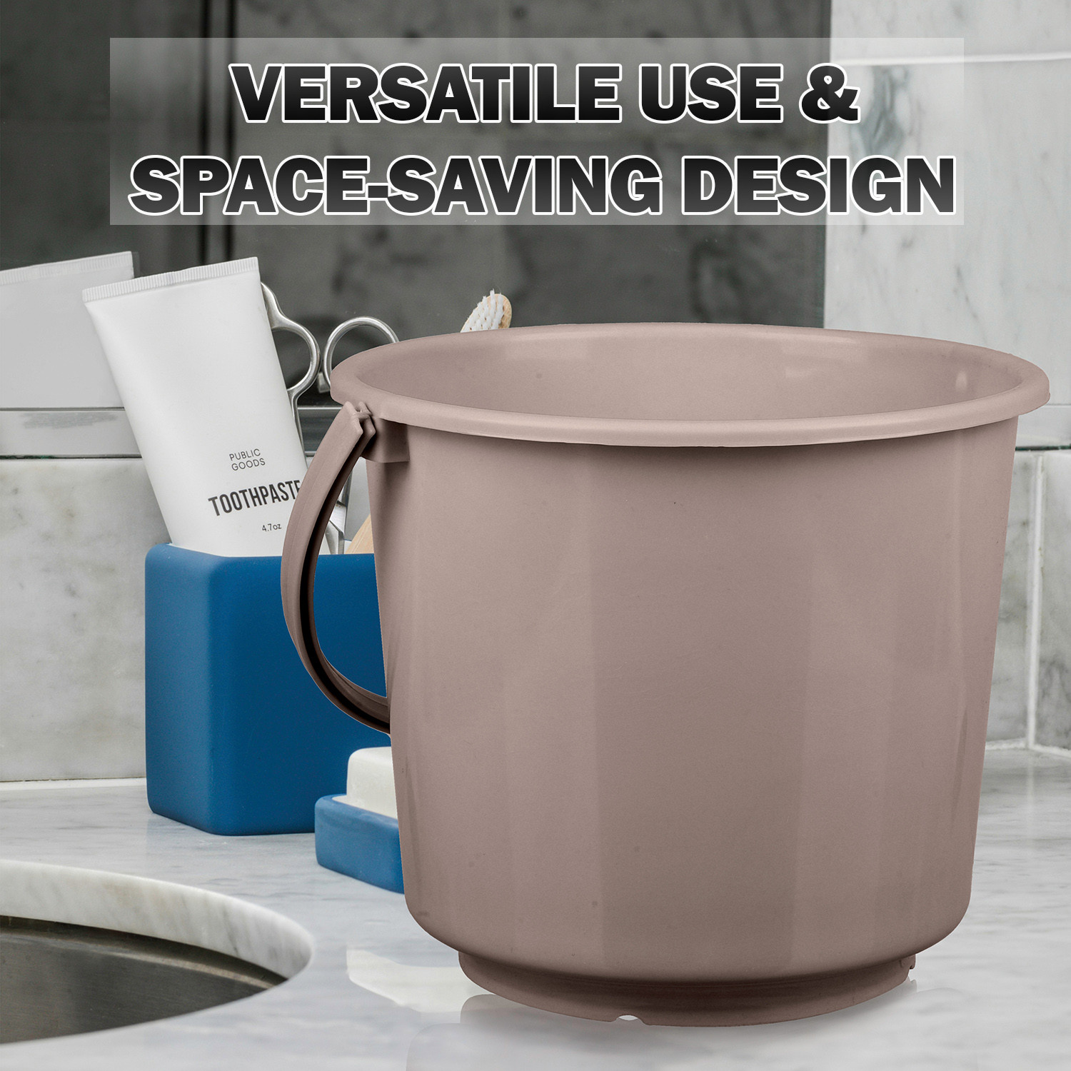 Kuber Industries Bucket  Plastic Bucket for Mopping  Bucket for Cleaning  Storage Container Bucket  Water Storage Bucket  Bathroom Bucket  Plain Bucket  5 LTR  Brown