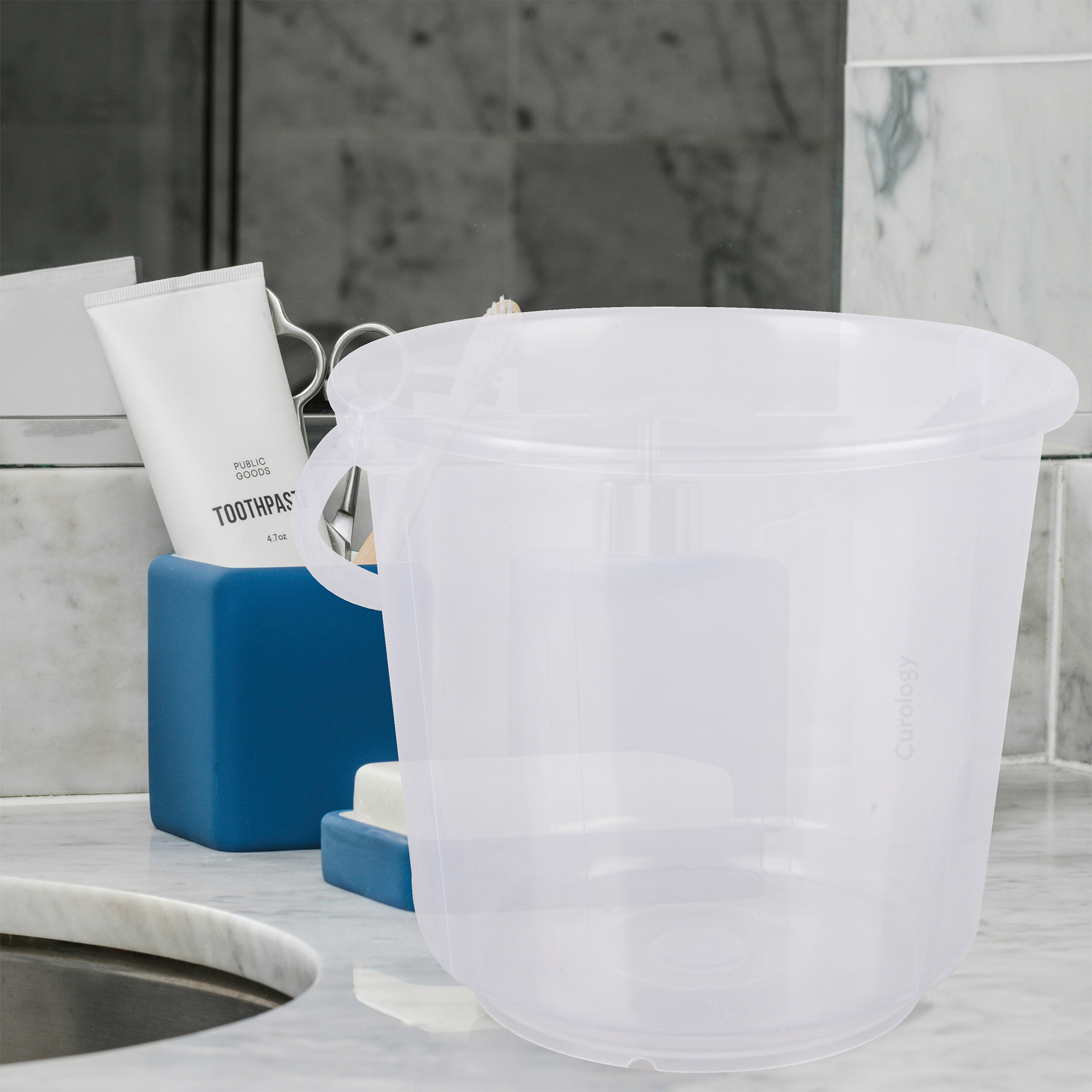 Kuber Industries Bucket  Plastic Bucket for Mopping  Bucket for Cleaning  Storage Container Bucket  Water Storage Bucket  Bathroom Bucket  Plain Bucket  5 LTR  Transparent