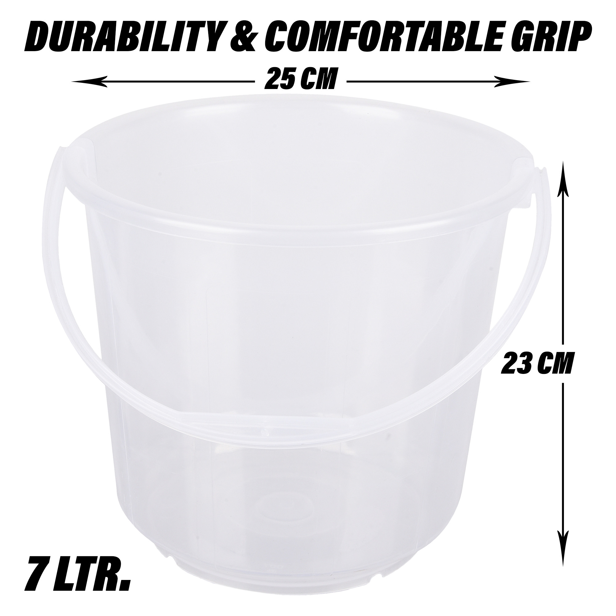 Kuber Industries Bucket | Plastic Bucket for Mopping | Bucket for Cleaning | Storage Container Bucket | Water Storage Bucket | Bathroom Bucket | Plain Bucket | 7 LTR | Transparent