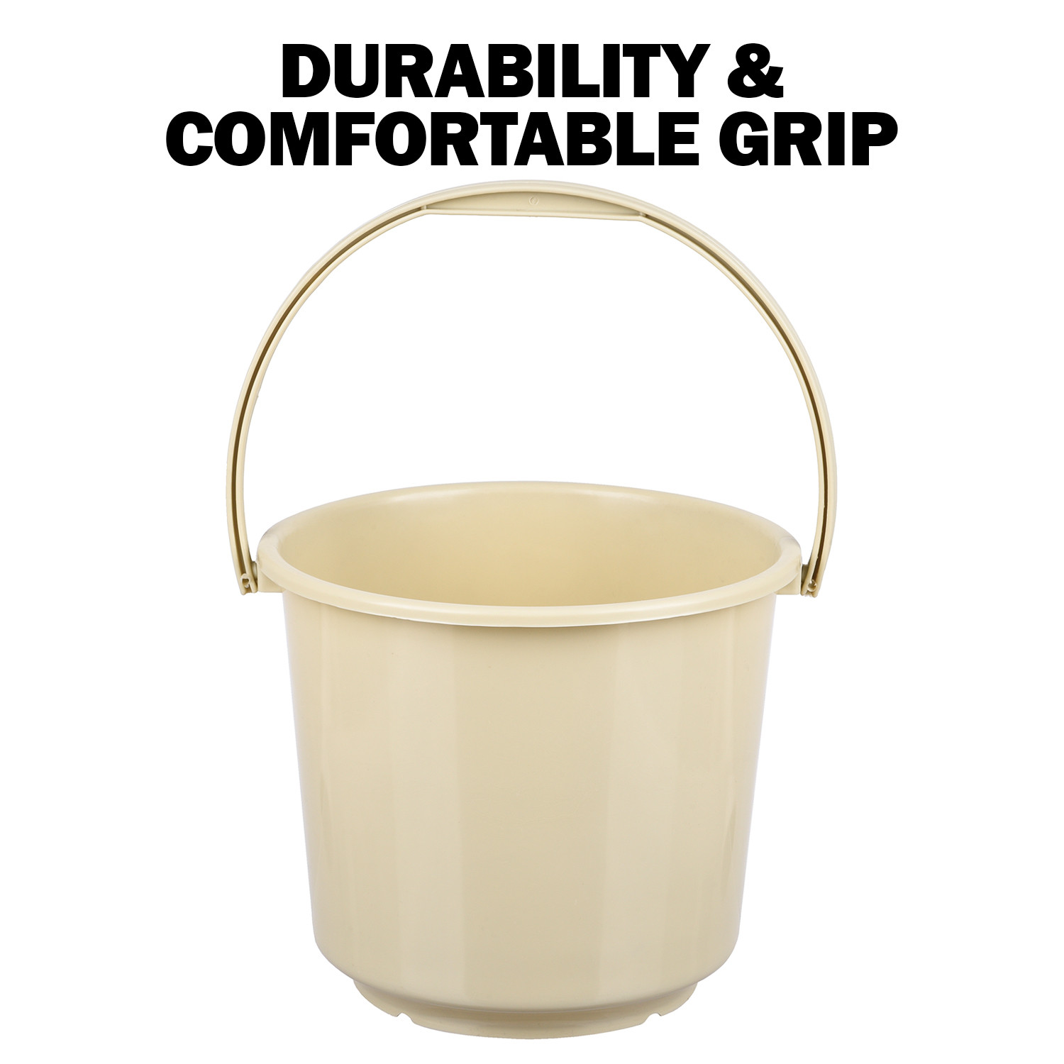 Kuber Industries Bucket | Plastic Bucket for Mopping | Bucket for Cleaning | Storage Container Bucket | Water Storage Bucket | Bathroom Bucket | Plain Bucket | 5 LTR | Beige