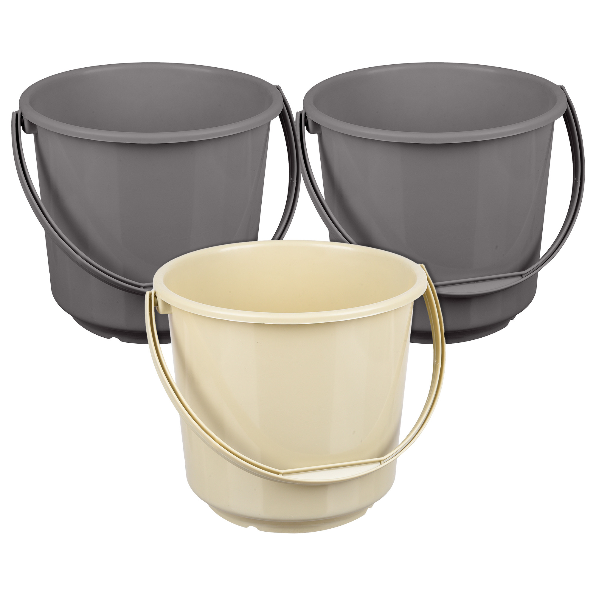 Kuber Industries Bucket | Plastic Bucket for Mopping | Bucket for Cleaning | Storage Container Bucket | Water Storage Bucket | Bathroom Bucket | Plain Bucket | 5 LTR | Pack of 3 | Multi