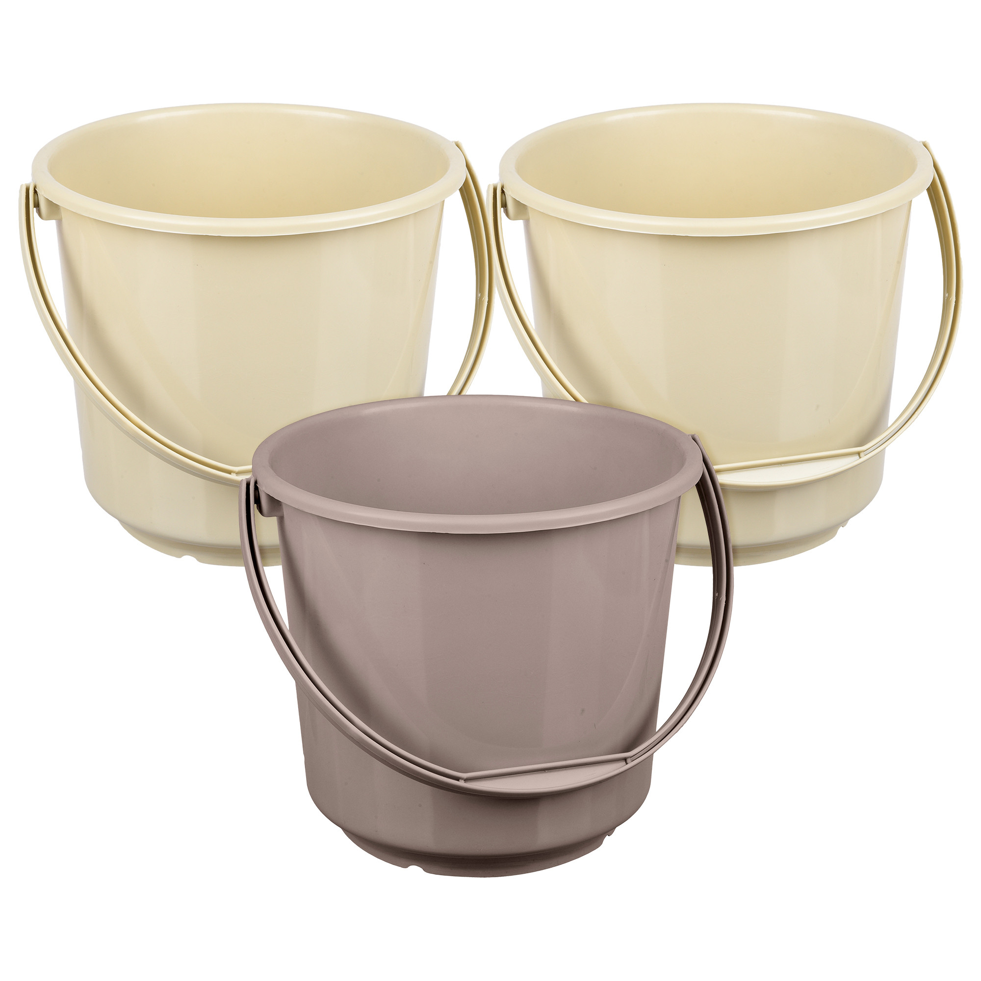 Kuber Industries Bucket | Plastic Bucket for Mopping | Bucket for Cleaning | Storage Container Bucket | Water Storage Bucket | Bathroom Bucket | Plain Bucket | 5 LTR | Pack of 3 | Multi