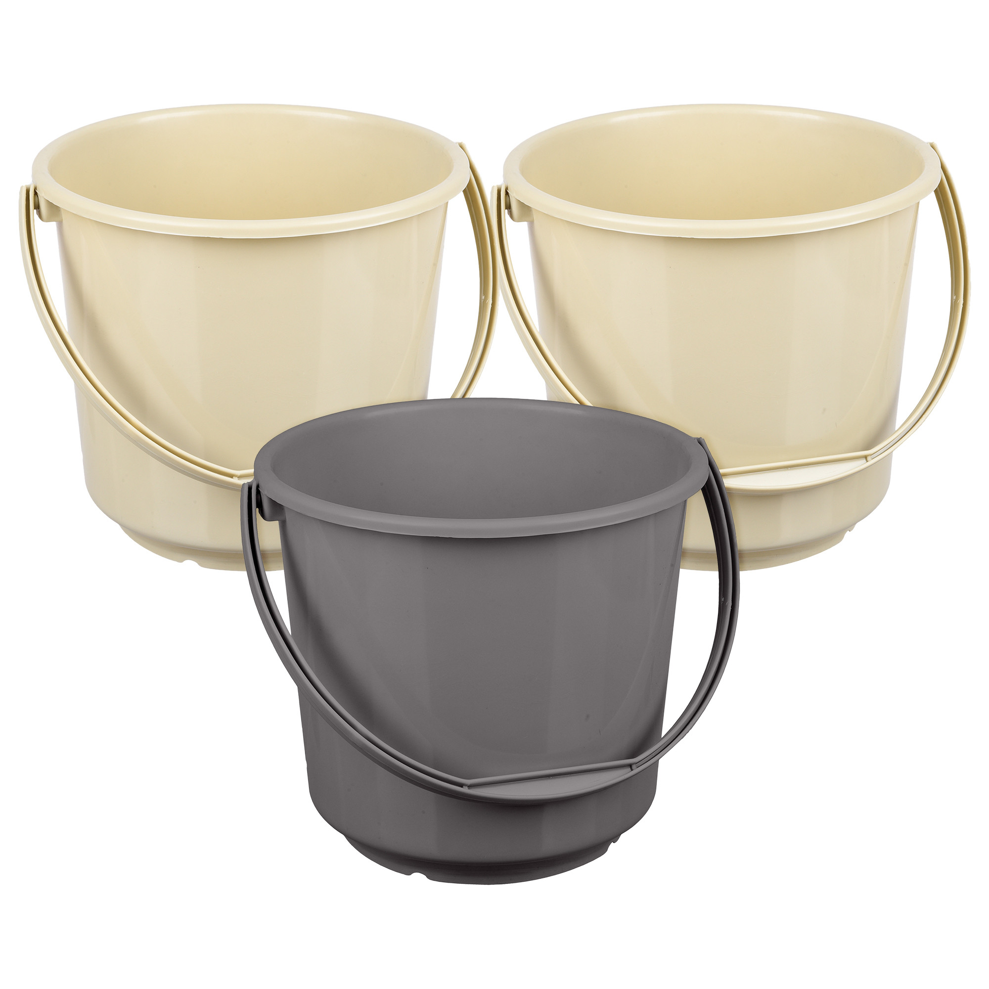 Kuber Industries Bucket | Plastic Bucket for Mopping | Bucket for Cleaning | Storage Container Bucket | Water Storage Bucket | Bathroom Bucket | Plain Bucket | 5 LTR | Pack of 3 | Multi