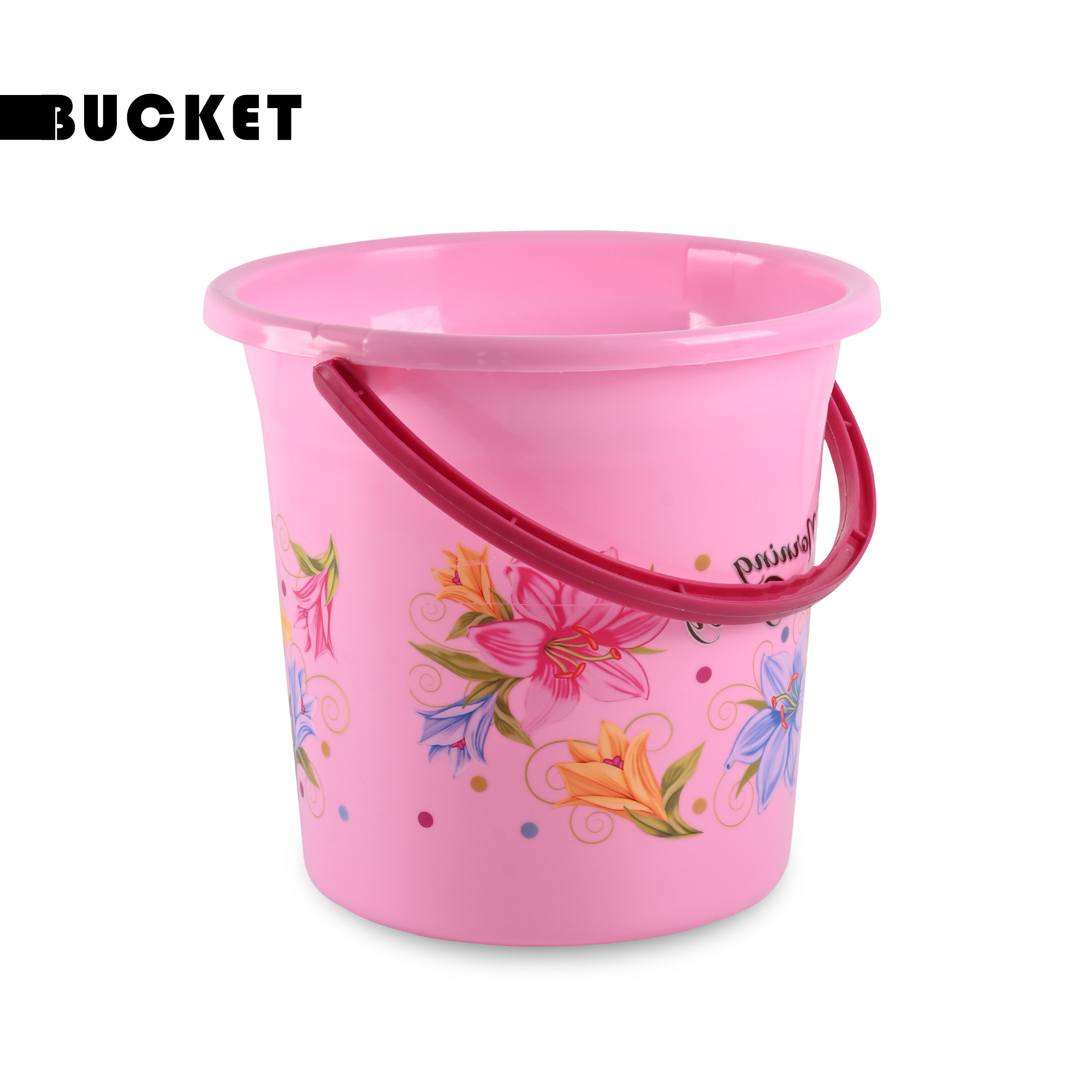 Kuber Industries Bucket 18 LTR Water Bucket for Bathroom  Plastic Bucket for Kitchen  Balti for Bathroom  Bucket for Daily Use  Portable Bucket  Printed Water Storage Bucket  Pink