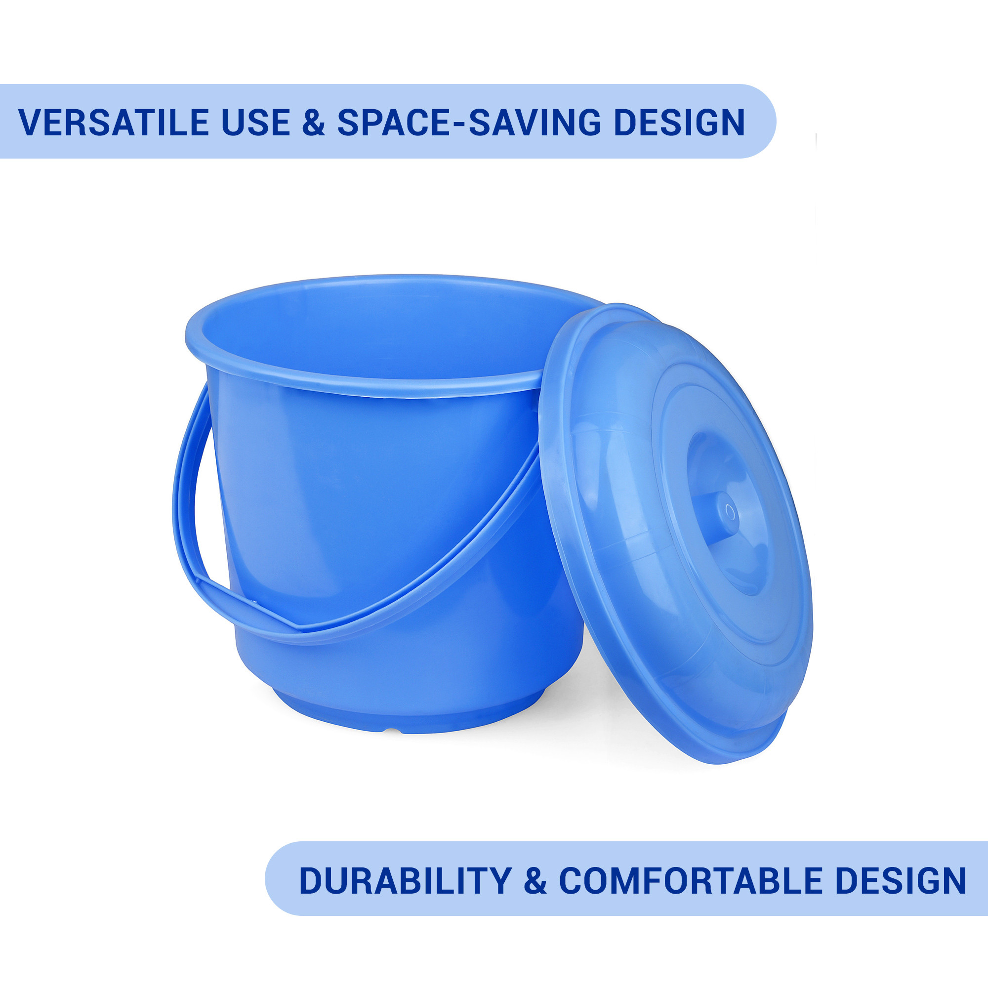Kuber Industries Bucket with Lid  Plastic Bucket for Mopping  Bucket for Cleaning  Storage Container Bucket  Water Storage Bucket  Bathroom Bucket  Plain Bucket  5 LTR  Blue