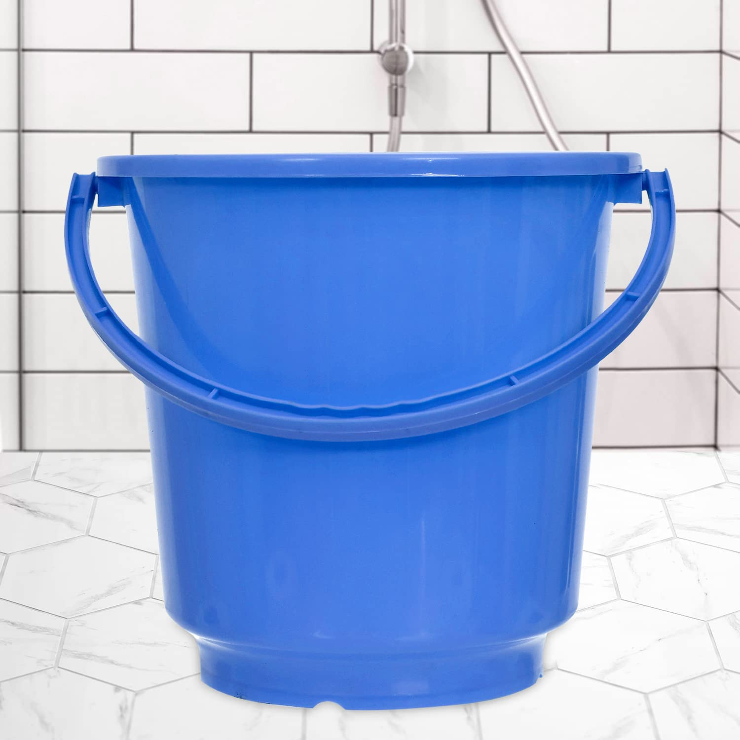 Kuber Industries BucketPlastic Bucket for BathroomBucket for BathingUnbreakable Bucket with Handle16 Liter Blue