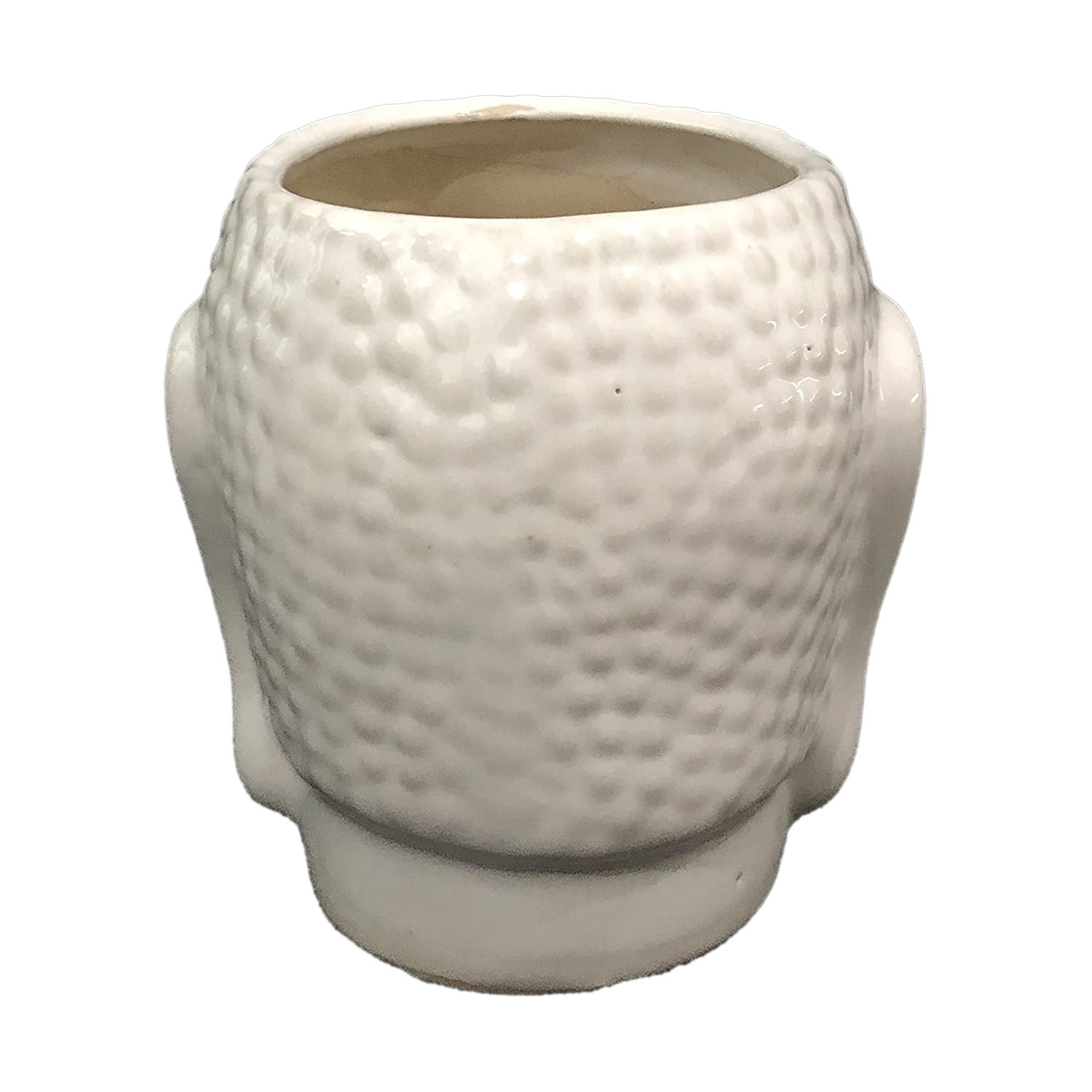 Kuber Industries Buddha Flower Pot|Buddha Head Shape Flower Planter|Plastic Flower Plant for Home Décor|Office Décor (White)