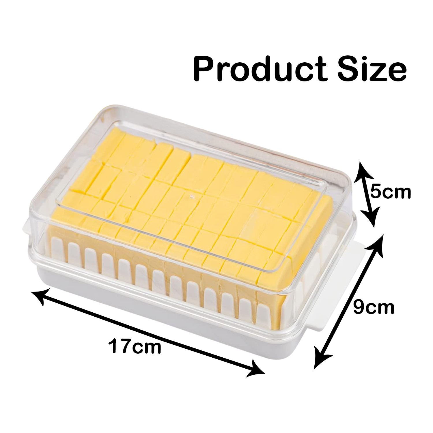 Kuber Industries Butter Box|Plastic Butter Keeper for Refrigerator|Butter Storage Box with Cutting Guide|Butter Dish with Lid For Countertop (White)