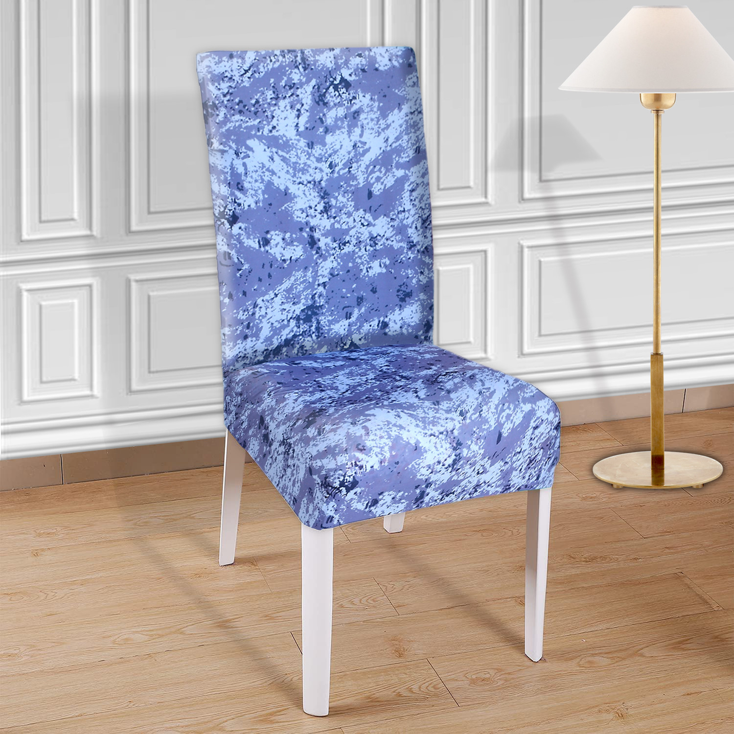 Kuber Industries Camouflage Printed Elastic Stretchable Polyster Chair Cover For Home, Office, Hotels, Wedding Banquet (Blue)
