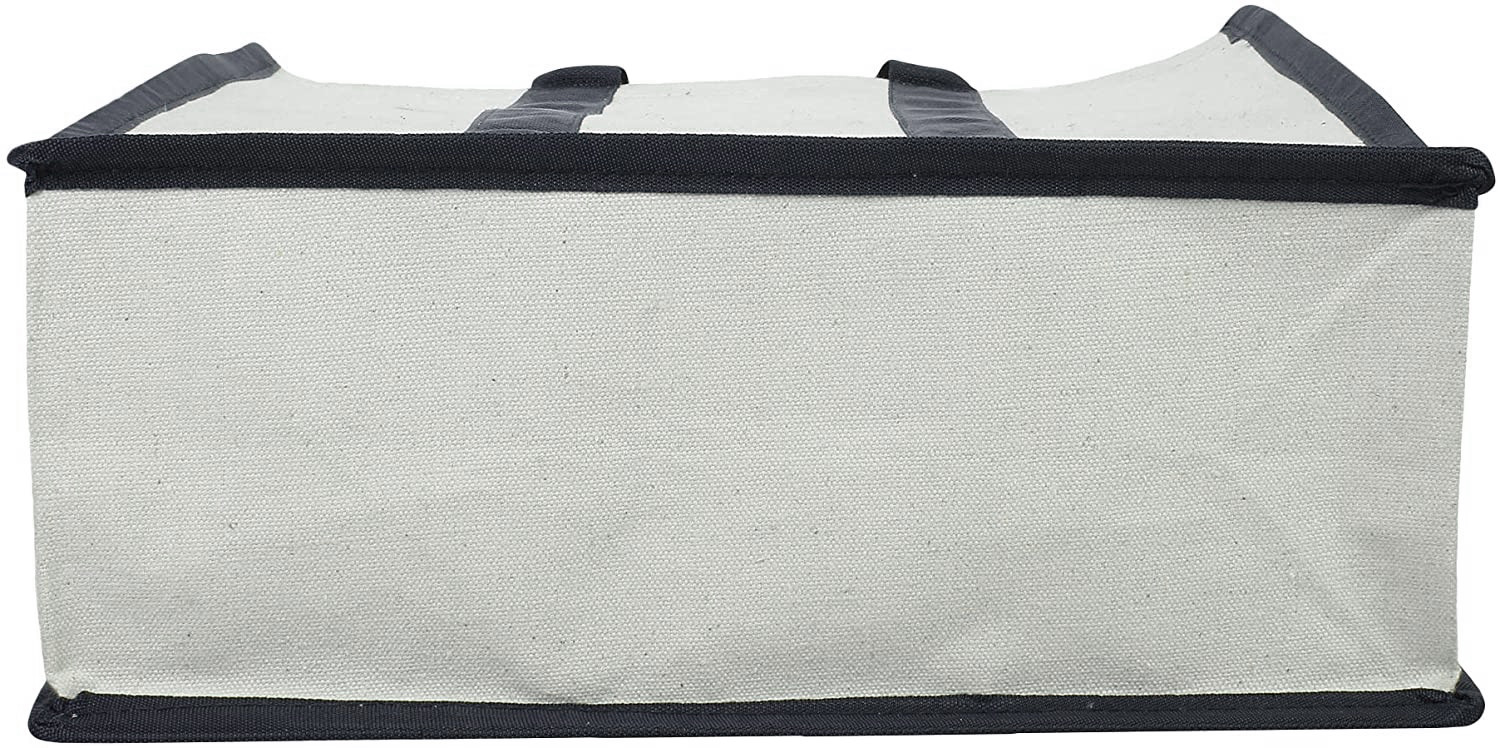Kuber Industries Canvas Shopping Bags for Carry Milk Grocery Fruits Vegetable with Reinforced Handles jhola Bag (Cream & Black)