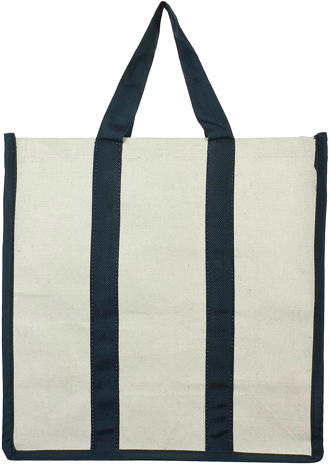 Kuber Industries Canvas Shopping Bags for Carry Milk Grocery Fruits Vegetable with Reinforced Handles jhola Bag (Cream & Black)