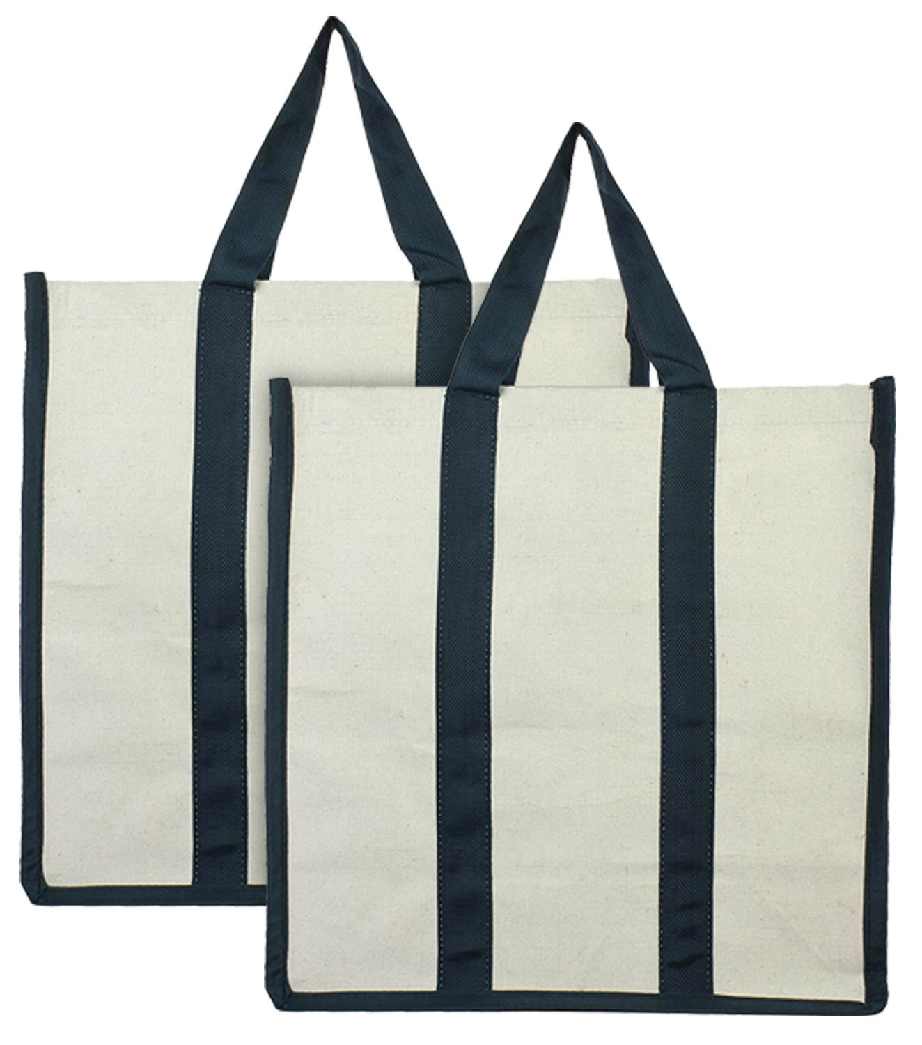 Kuber Industries Canvas Shopping Bags for Carry Milk Grocery Fruits Vegetable with Reinforced Handles jhola Bag (Cream & Black)