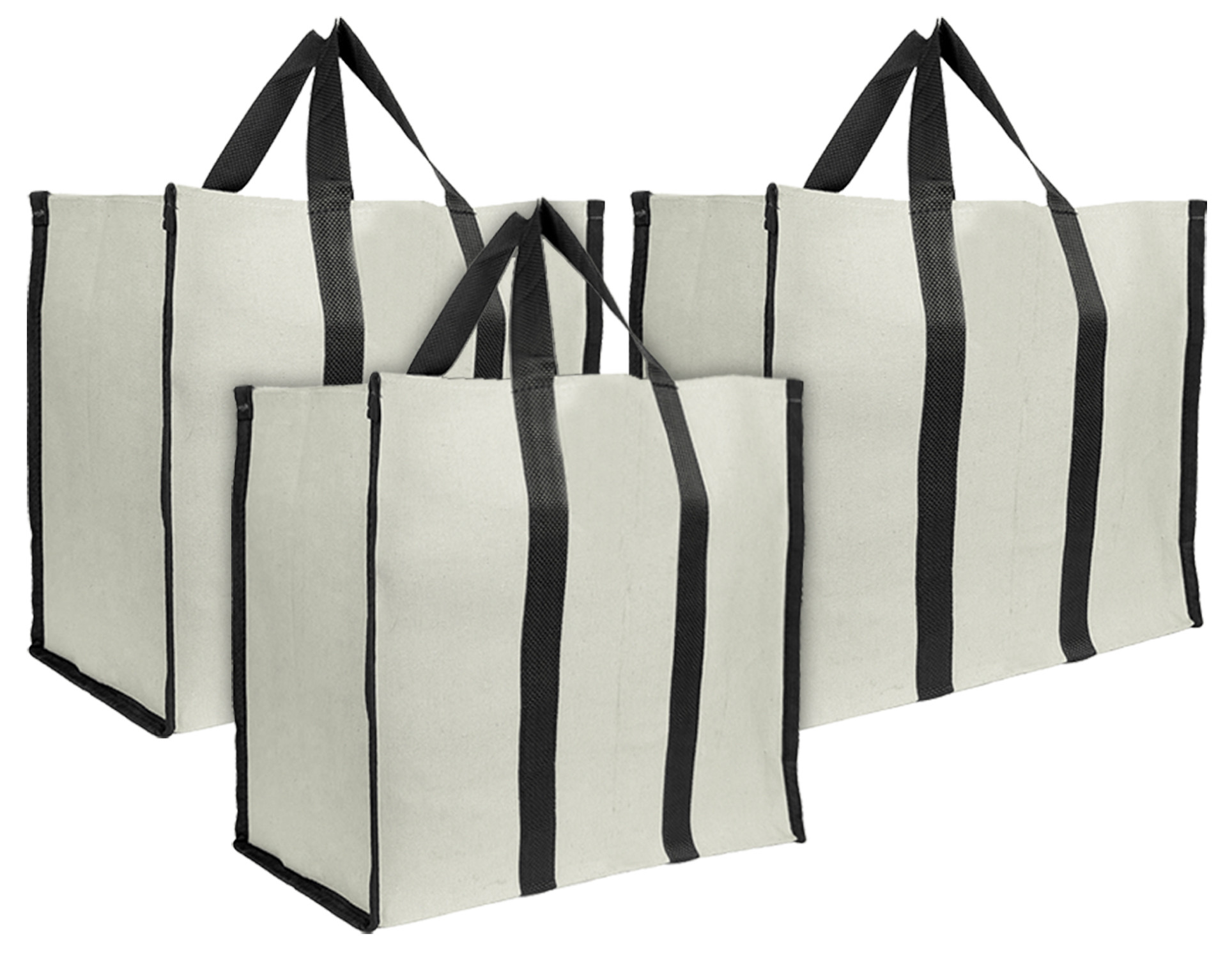 Kuber Industries Canvas Shopping Bags for Carry Milk Grocery Fruits Vegetable with Reinforced Handles jhola Bag (Cream & Black)