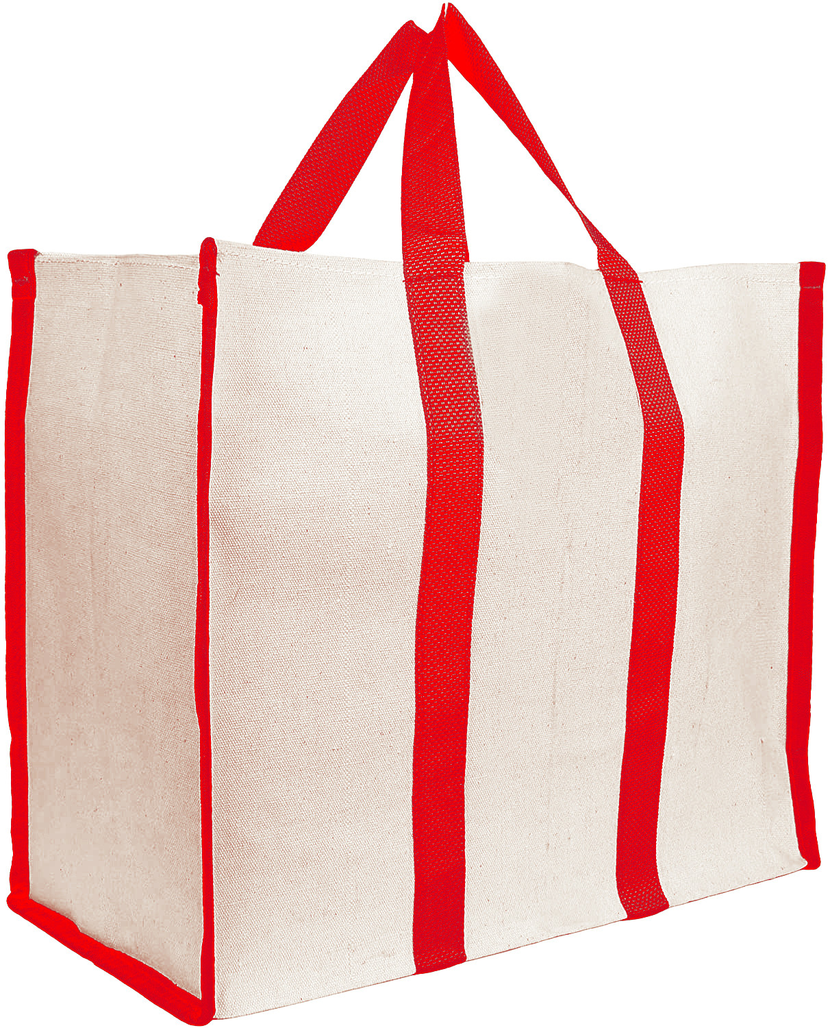 Kuber Industries Canvas Shopping Bags for Carry Milk Grocery Fruits Vegetable with Reinforced Handles jhola Bag-(Black & Red)