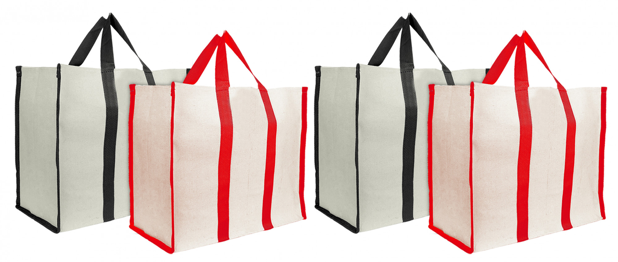 Kuber Industries Canvas Shopping Bags for Carry Milk Grocery Fruits Vegetable with Reinforced Handles jhola Bag-(Black & Red)