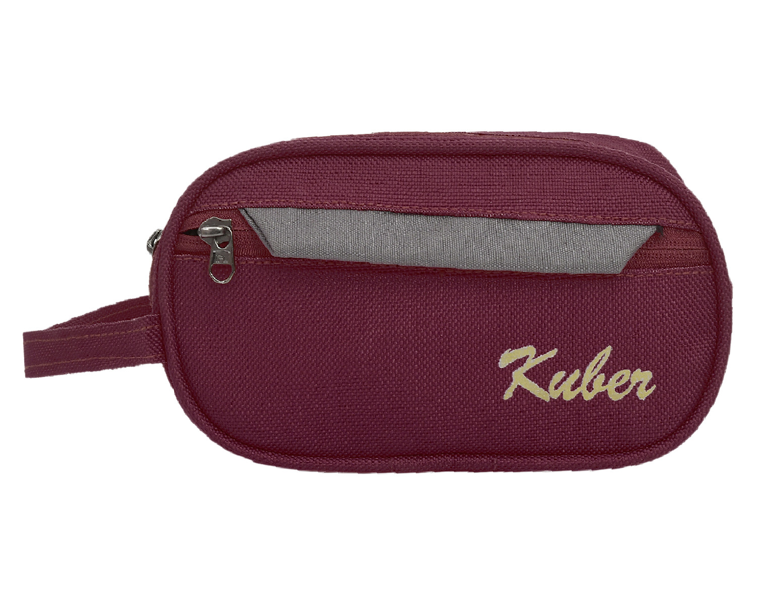 Kuber Industries Canvas Toiletry Organizer|Portable & Durable Carrying Strip Travel Shaving Doop Kit With 2 Zipper ComparMants And Fornt Zipper (Brown)