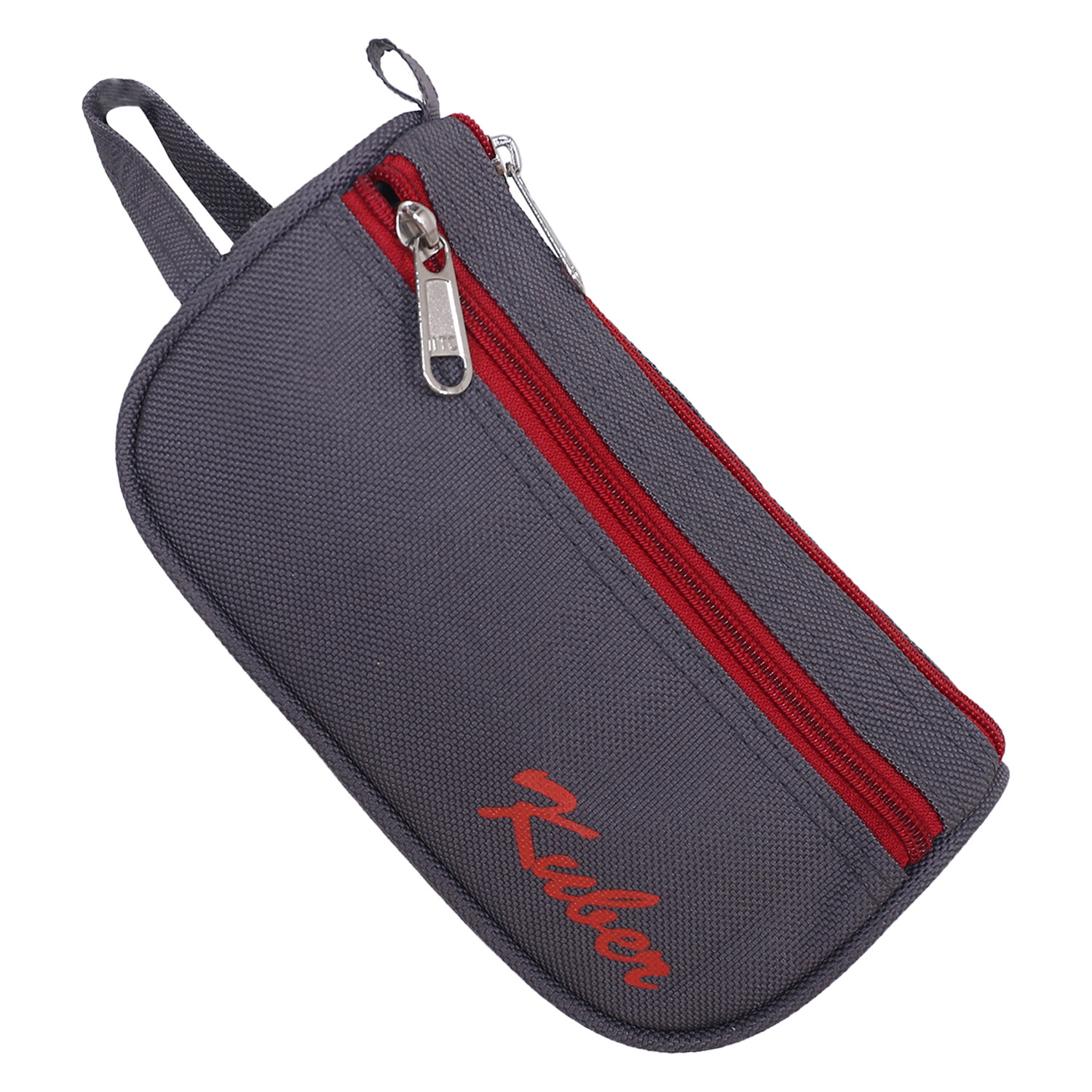 Kuber Industries Canvas Toiletry Organizer|Portable & Durable Travel Shaving Doop Kit With Fornt Zipper And Carrying Strip (Gray)