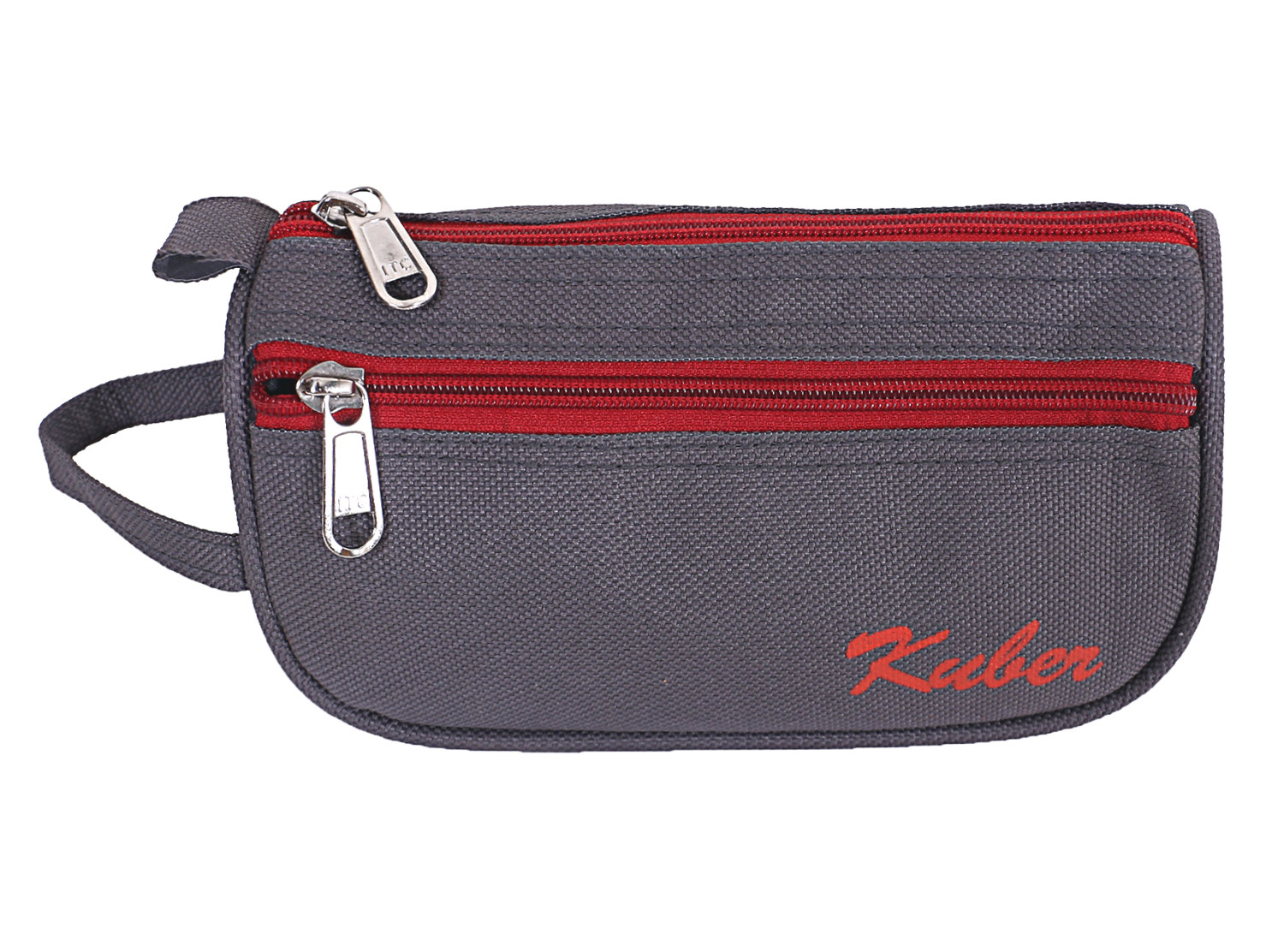 Kuber Industries Canvas Toiletry Organizer|Portable & Durable Travel Shaving Doop Kit With Fornt Zipper And Carrying Strip (Gray)