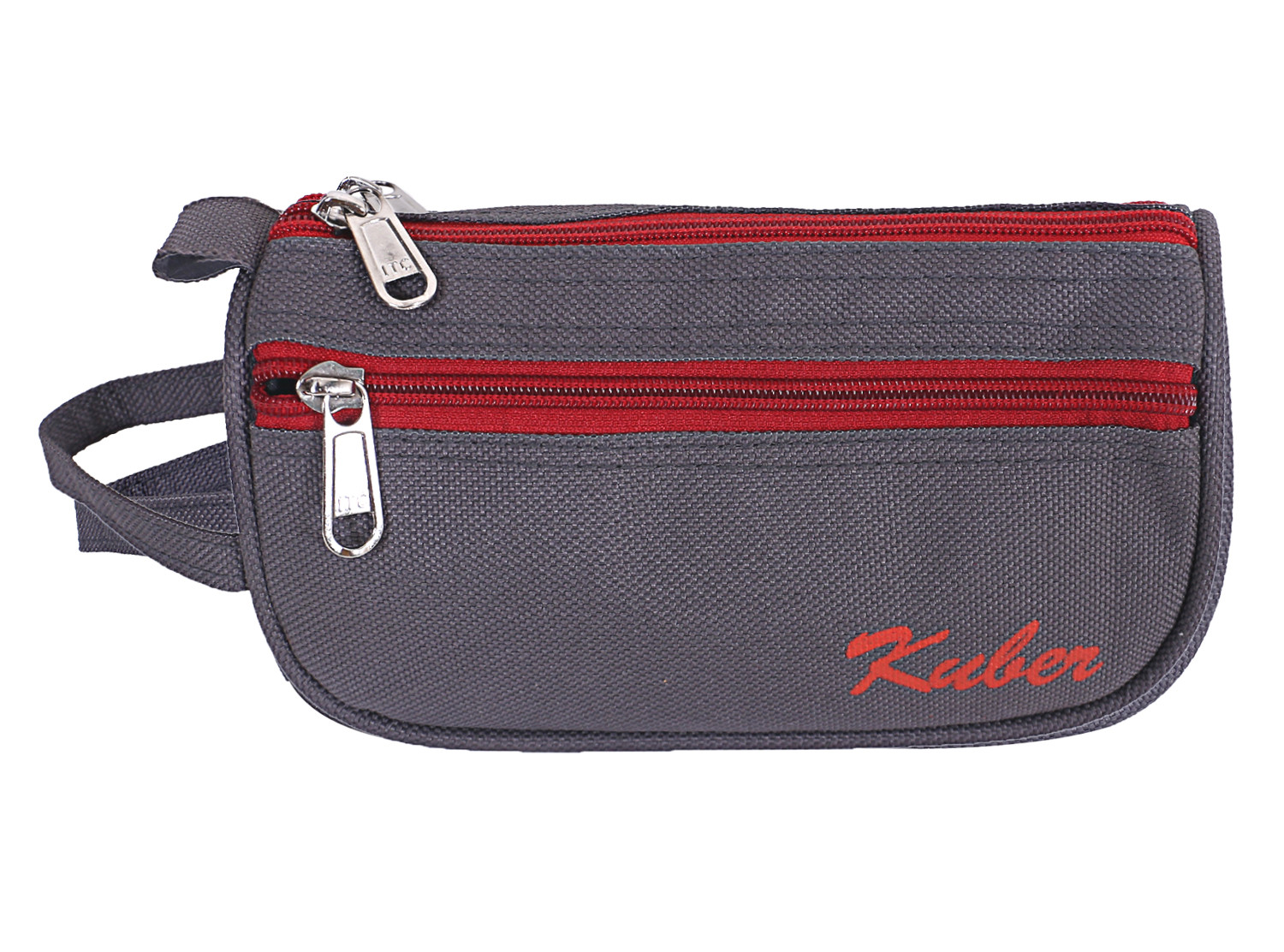 Kuber Industries Canvas Toiletry Organizer|Portable & Durable Travel Shaving Doop Kit With Fornt Zipper And Carrying Strip (Gray)