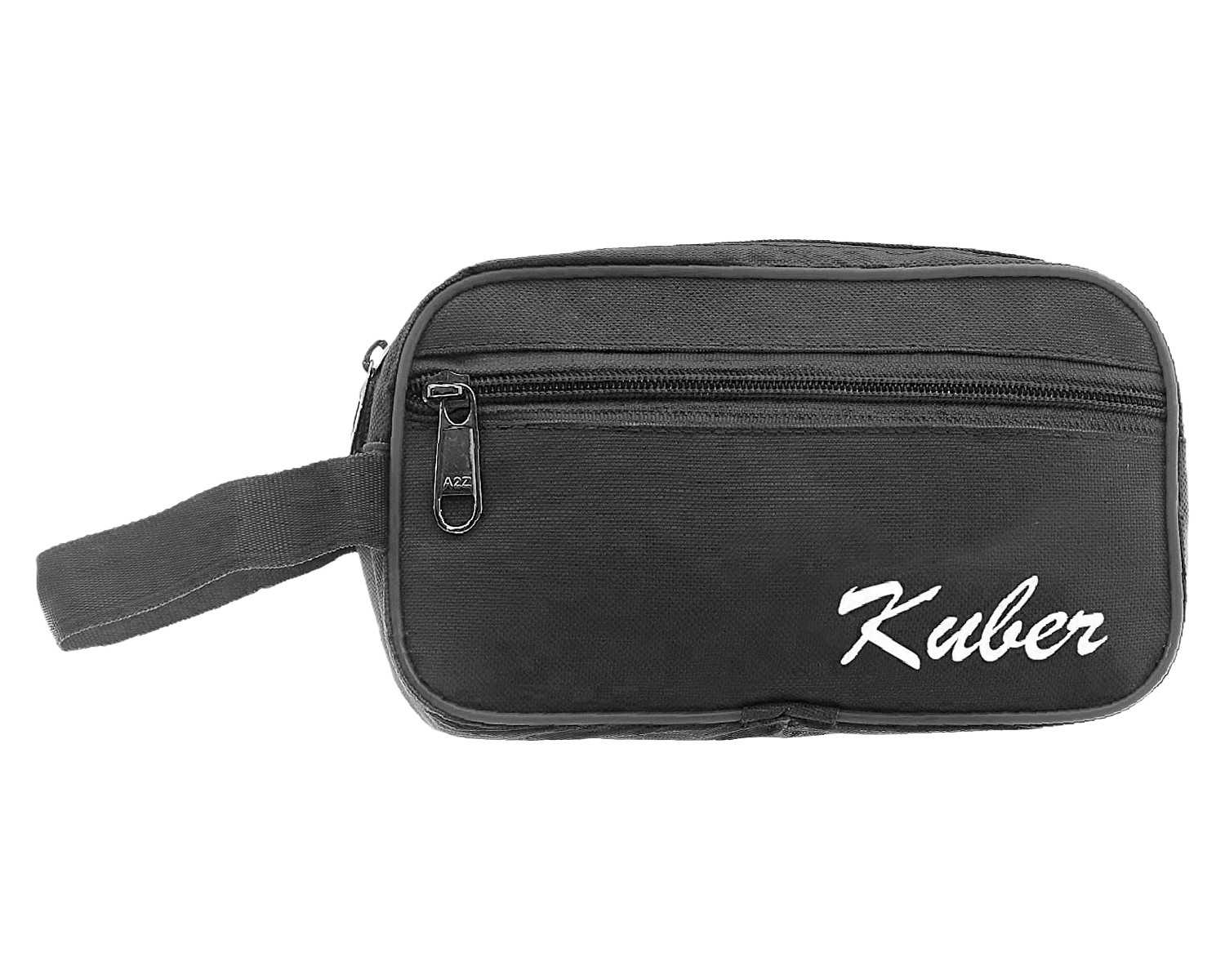 Kuber Industries Canvas Toiletry Organizer|Waterproof & Portable Travel Shaving Dopp Kit With 2 Main ComparMants And Front Zipper (Black)