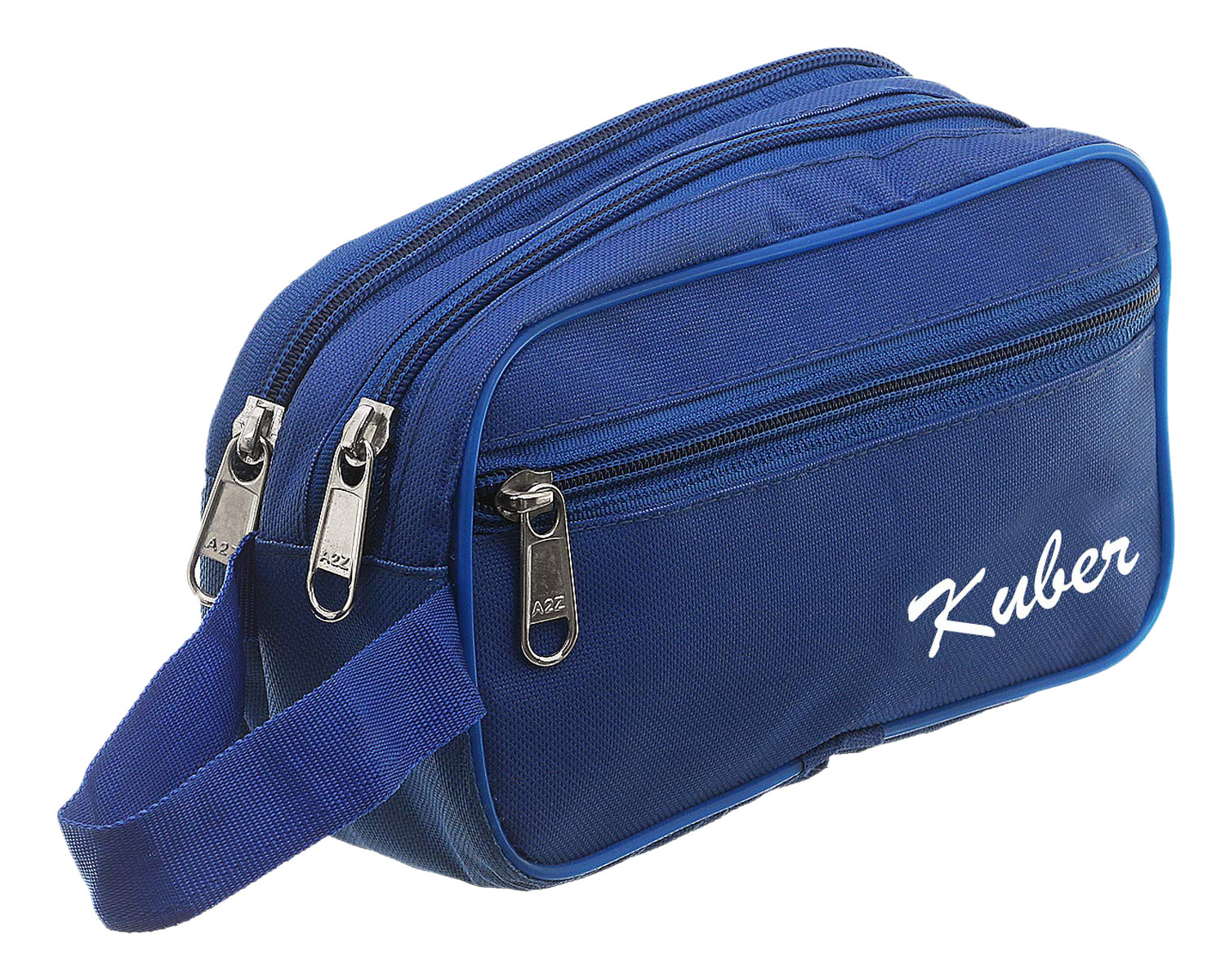 Kuber Industries Canvas Toiletry Organizer|Waterproof & Portable Travel Shaving Dopp Kit With 2 Main ComparMants And Front Zipper (Navy Blue)