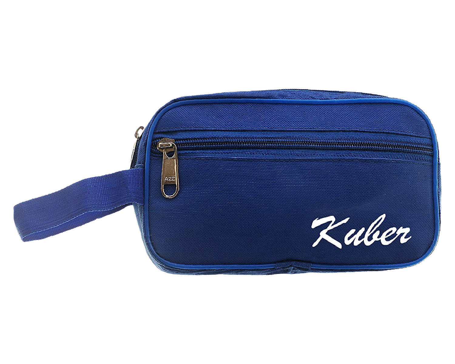 Kuber Industries Canvas Toiletry Organizer|Waterproof & Portable Travel Shaving Dopp Kit With 2 Main ComparMants And Front Zipper (Navy Blue)
