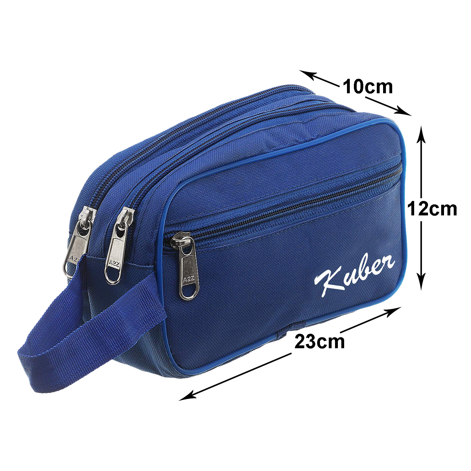 Kuber Industries Canvas Toiletry Organizer|Waterproof & Portable Travel Shaving Dopp Kit With 2 Main ComparMants And Front Zipper (Navy Blue)
