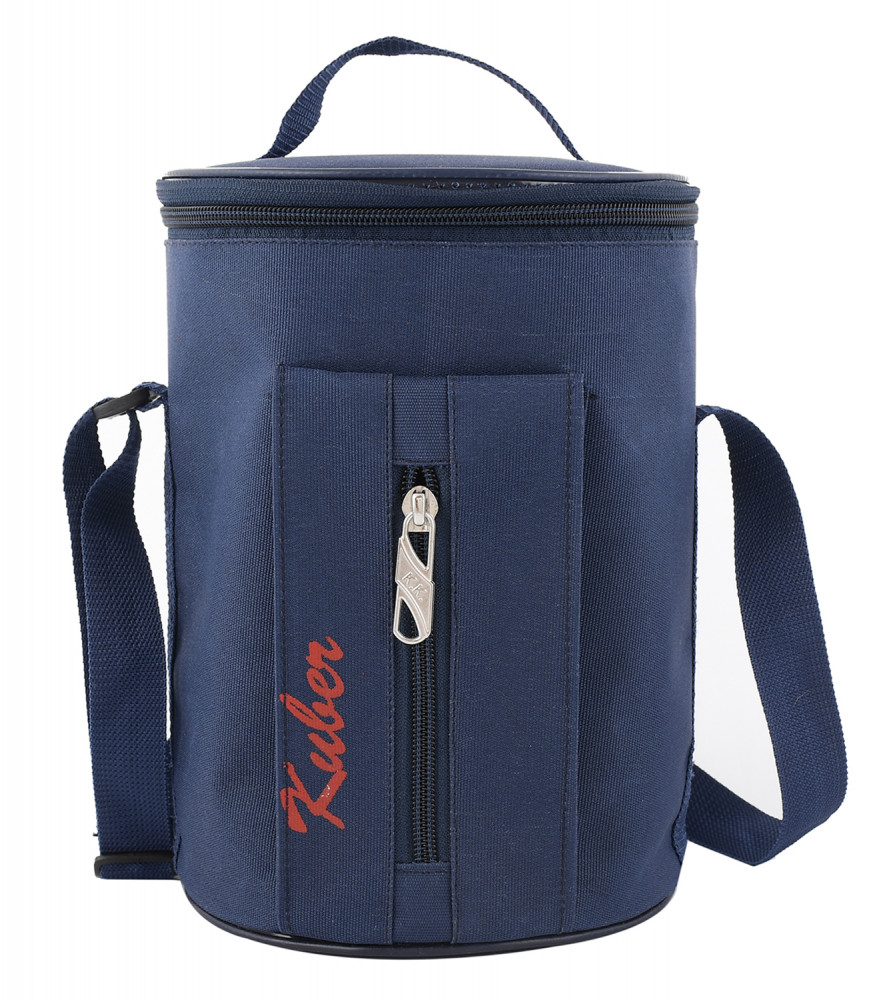 Kuber Industries Canvas Waterproof Lunch Carry Bag , Suitable For 3 Compartment (Blue) -CTKTC39121