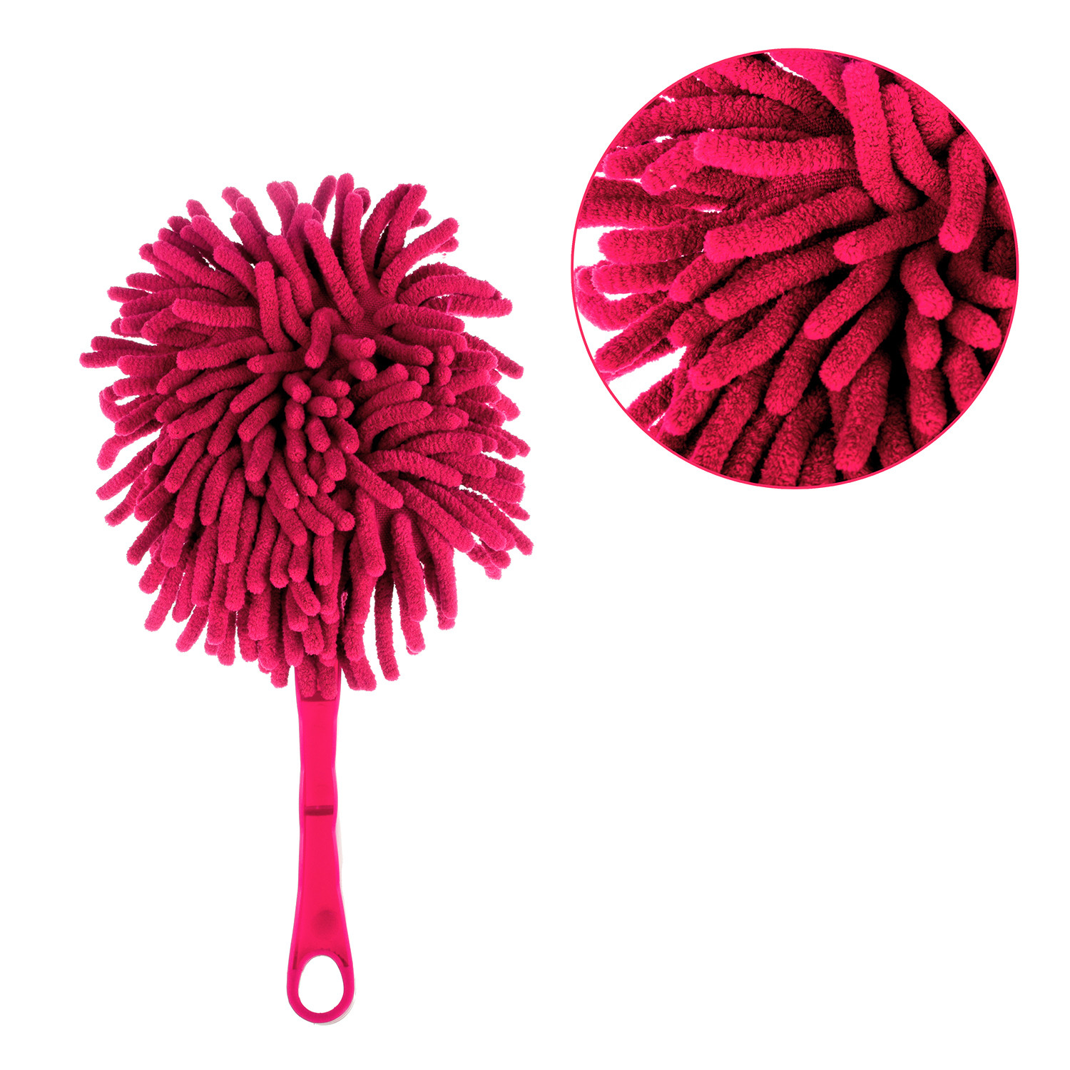 Kuber Industries Car Duster | Cleaning Duster with Handle | Dust Cleaning Brush | Kitchen Cleaning Brush | Car Dashboard Brush | Dry-Wet Cleaning Brush | Small | Pink