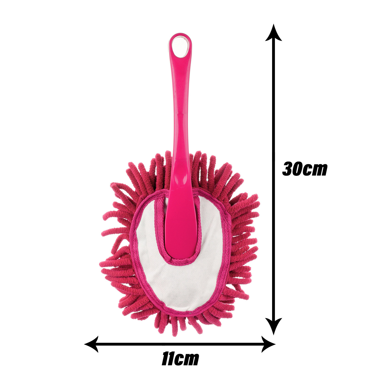 Kuber Industries Car Duster | Cleaning Duster with Handle | Dust Cleaning Brush | Kitchen Cleaning Brush | Car Dashboard Brush | Dry-Wet Cleaning Brush | Small | Pink