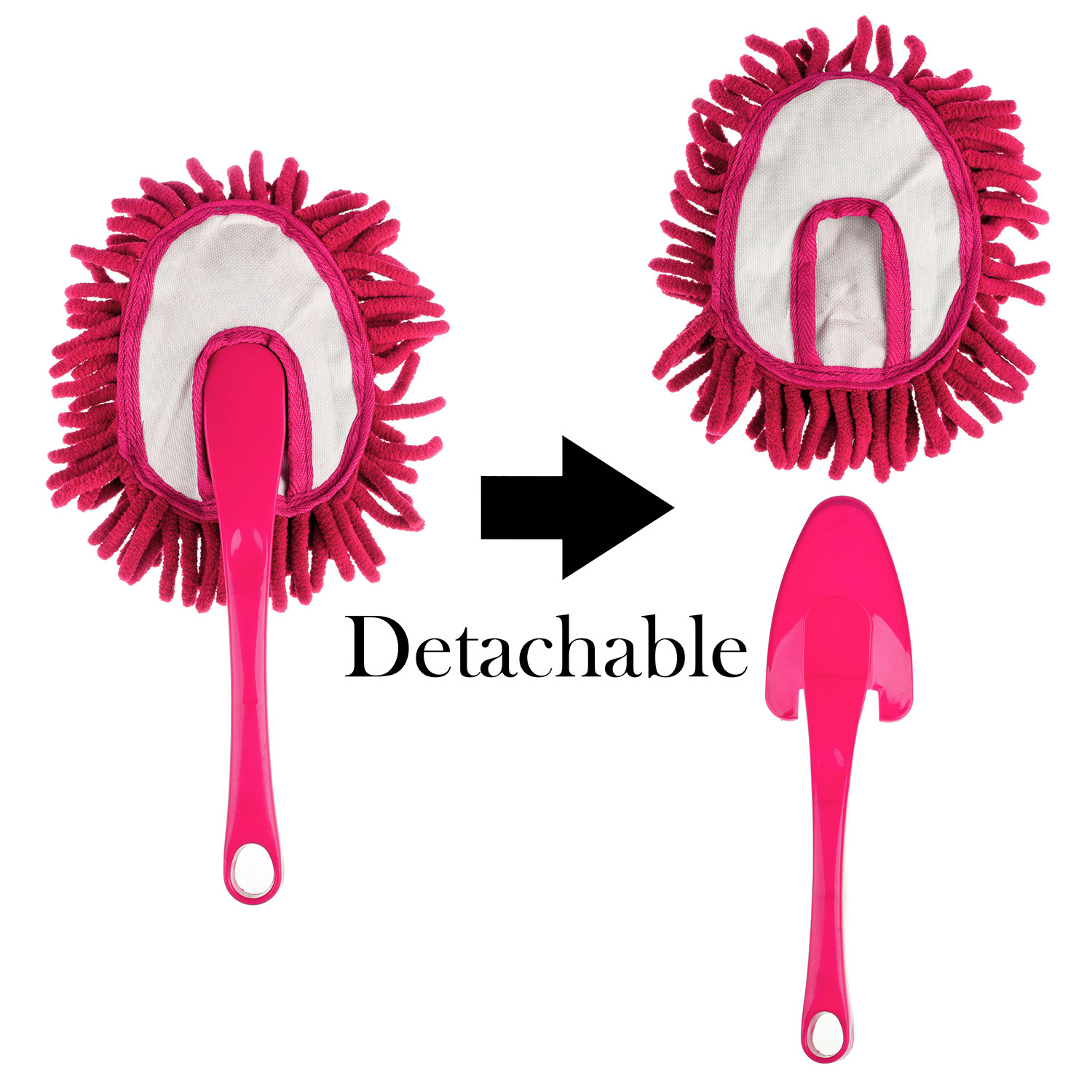 Kuber Industries Car Duster | Cleaning Duster with Handle | Dust Cleaning Brush | Kitchen Cleaning Brush | Car Dashboard Brush | Dry-Wet Cleaning Brush | Small | Pink