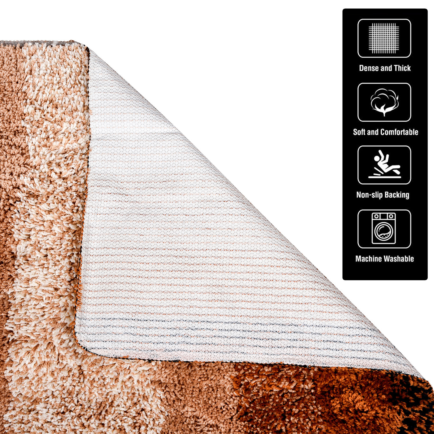 Kuber Industries Carpet | Shaggy Carpet for Living Room | Fluffy Carpet for Bedroom | Golden Patta Rainbow Carpet | Floor Carpet Rug | Non-Slip Bedside Rug | 3x5 Feet | Cream
