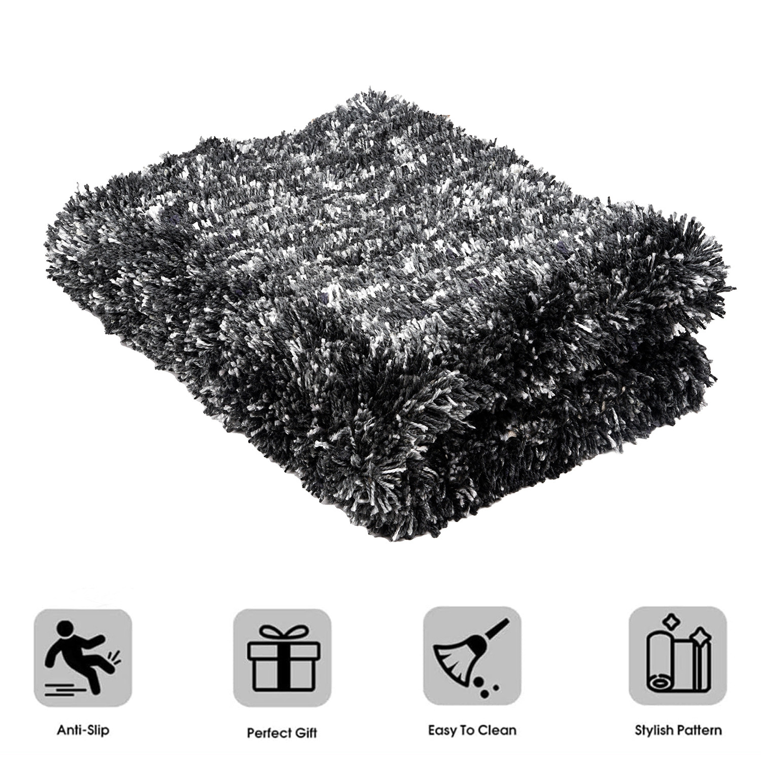 Kuber Industries Carpet  Shaggy Carpet for Living Room  Fluffy Carpet for Bedroom  Lexus Home Decor Carpet  Floor Carpet Rug  Non-Slip Bedside Rug  3x5 Feet  Gray