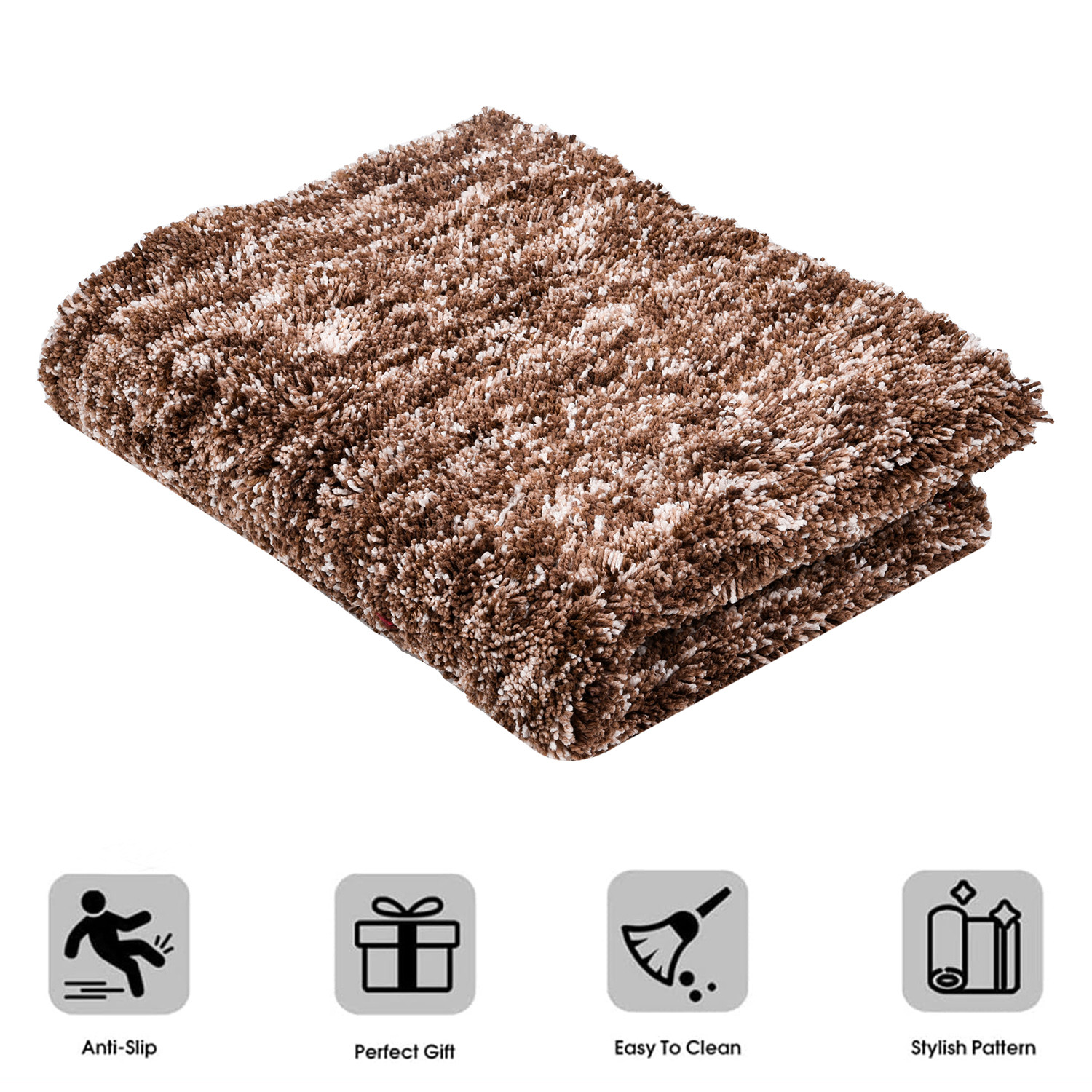 Kuber Industries Carpet  Shaggy Carpet for Living Room  Fluffy Carpet for Bedroom  Lexus Home Decor Carpet  Floor Carpet Rug  Non-Slip Bedside Rug  3x5 Feet  Brown