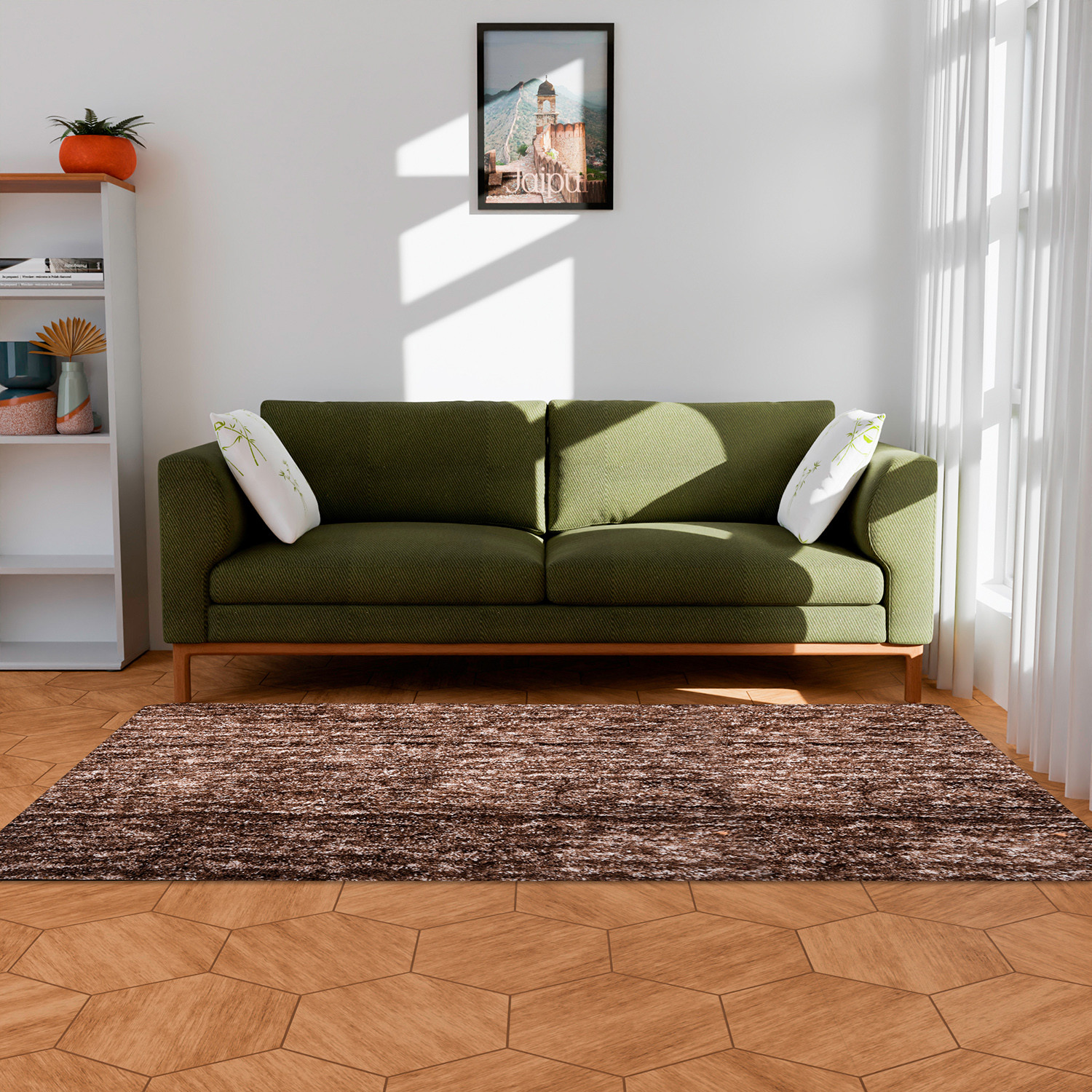 Kuber Industries Carpet  Shaggy Carpet for Living Room  Fluffy Carpet for Bedroom  Lexus Home Decor Carpet  Floor Carpet Rug  Non-Slip Bedside Rug  3x5 Feet  Brown