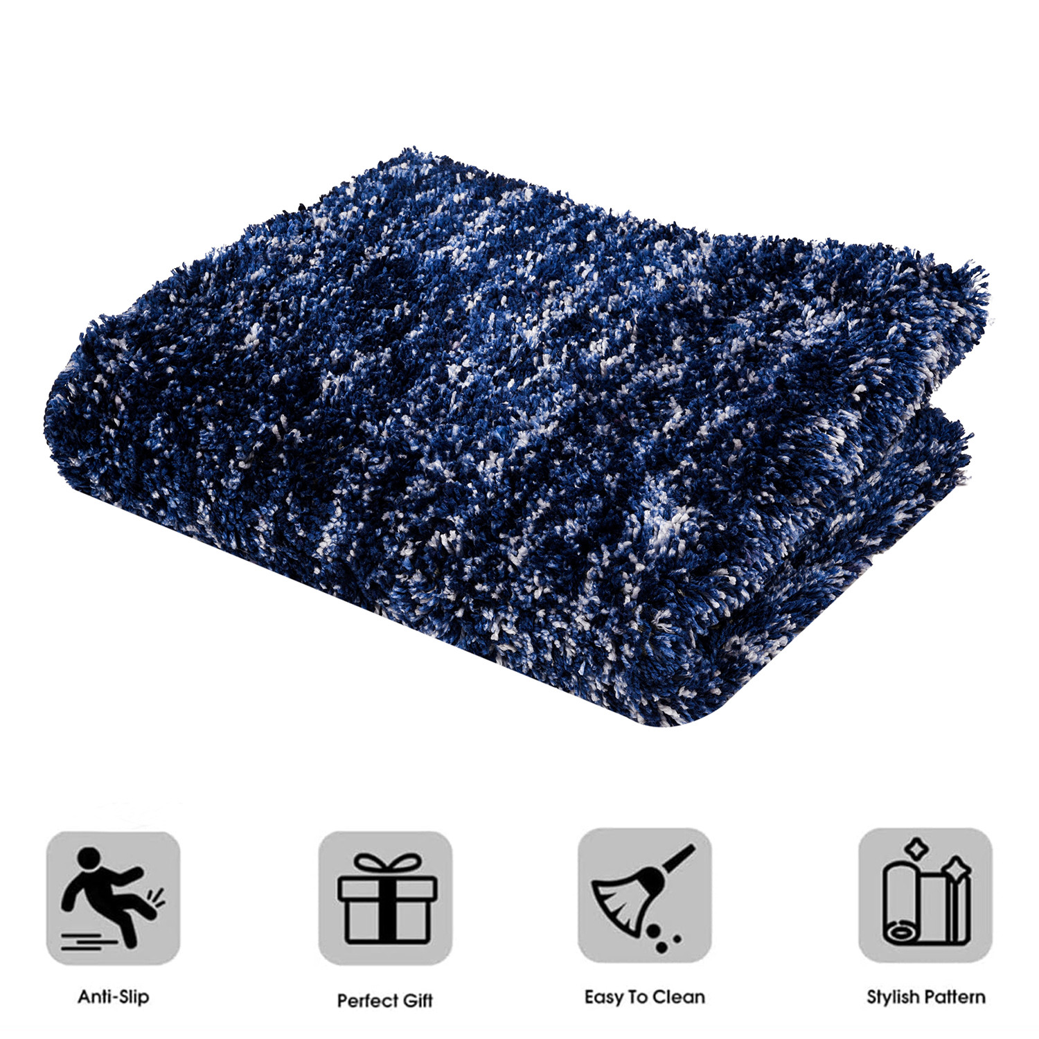 Kuber Industries Carpet | Shaggy Carpet for Living Room | Fluffy Carpet for Bedroom | Lexus Home Decor Carpet | Floor Carpet Rug | Non-Slip Bedside Rug | 3x5 Feet | Blue