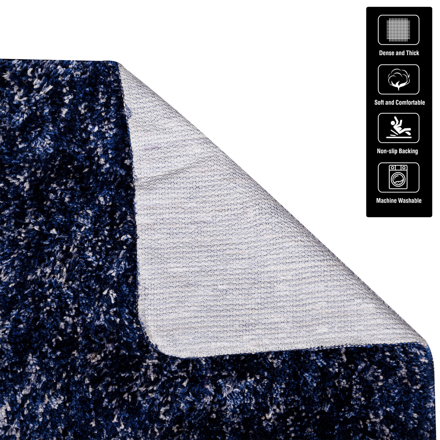 Kuber Industries Carpet | Shaggy Carpet for Living Room | Fluffy Carpet for Bedroom | Lexus Home Decor Carpet | Floor Carpet Rug | Non-Slip Bedside Rug | 3x5 Feet | Blue