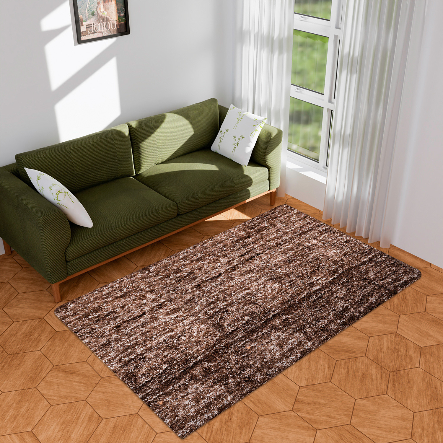 Kuber Industries Carpet | Shaggy Carpet for Living Room | Fluffy Carpet for Bedroom | Lexus Home Decor Carpet | Floor Carpet Rug | Non-Slip Bedside Rug | 3x5 Feet | Brown