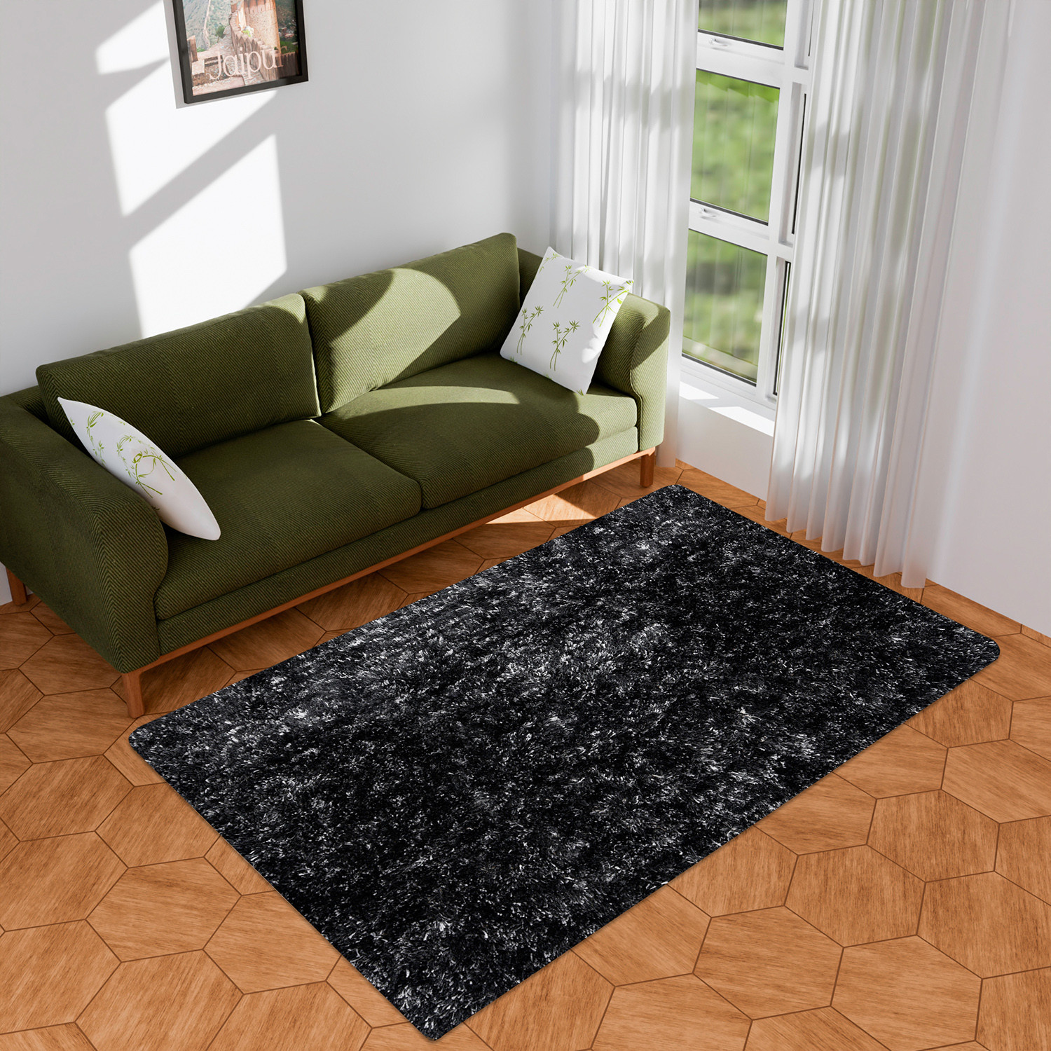 Kuber Industries Carpet | Shaggy Carpet for Living Room | Fluffy Carpet for Bedroom | Lexus Home Decor Carpet | Floor Carpet Rug | Non-Slip Bedside Rug | 3x5 Feet | Gray