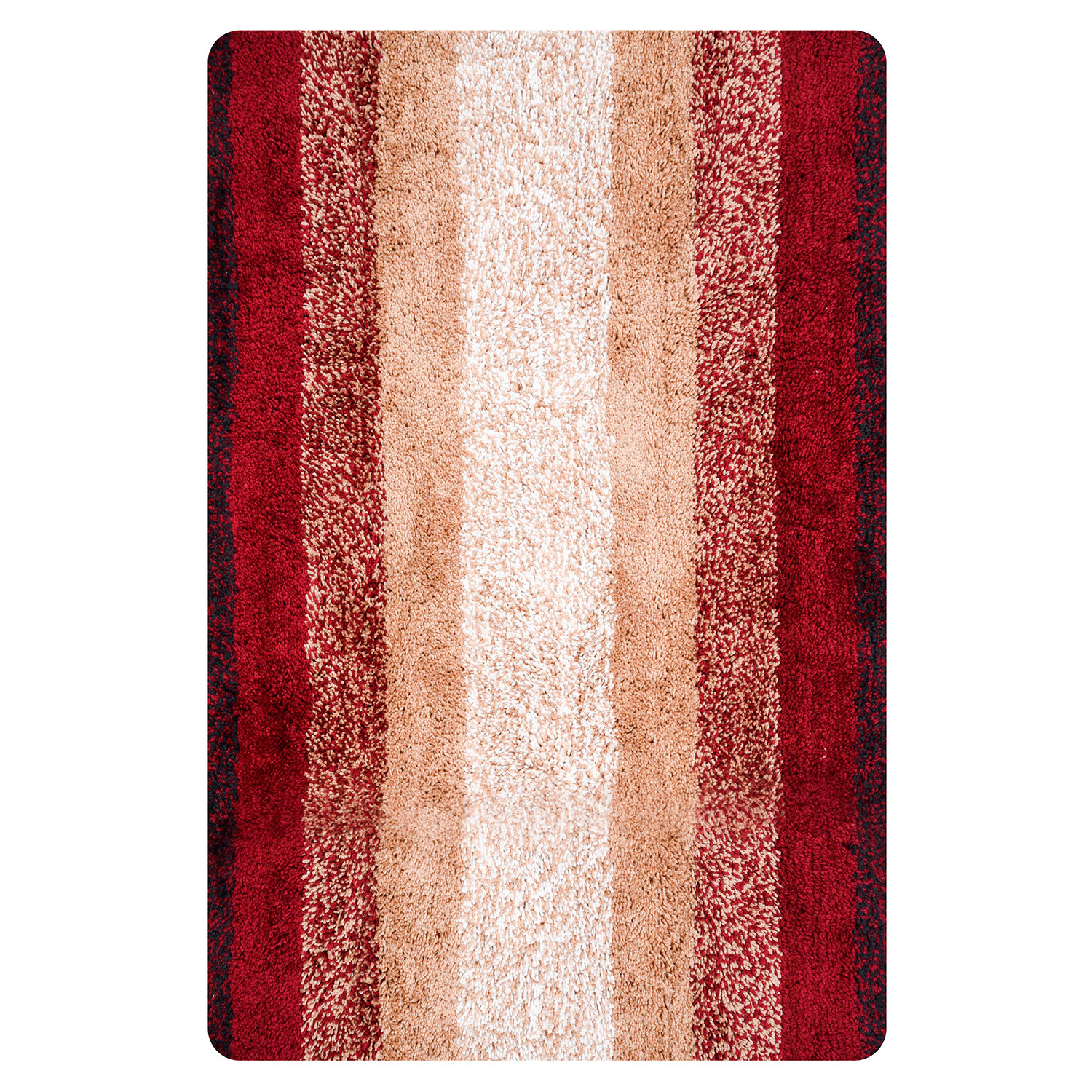 Kuber Industries Carpet  Shaggy Carpet for Living Room  Fluffy Carpet for Bedroom  Maroon Patta Rainbow Carpet  Floor Carpet Rug  Non-Slip Bedside Rug  3x5 Feet  Cream