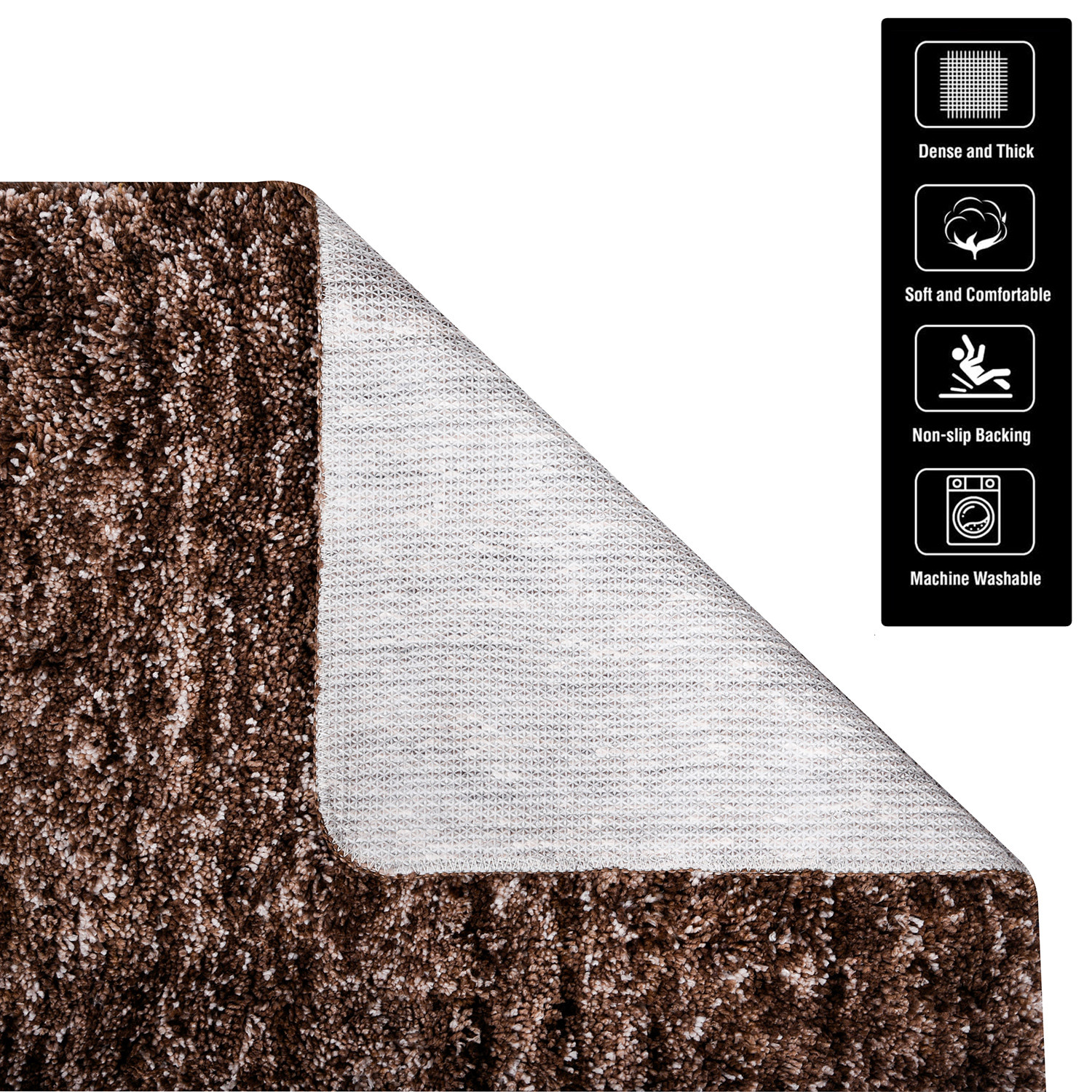 Kuber Industries Carpet | Shaggy Carpet for Living Room | Fluffy Door Mat | Lexus Home Decor Carpet & Door Mat Combo | Floor Carpet Rug & Door Mat Set | Set of 2 | Brown
