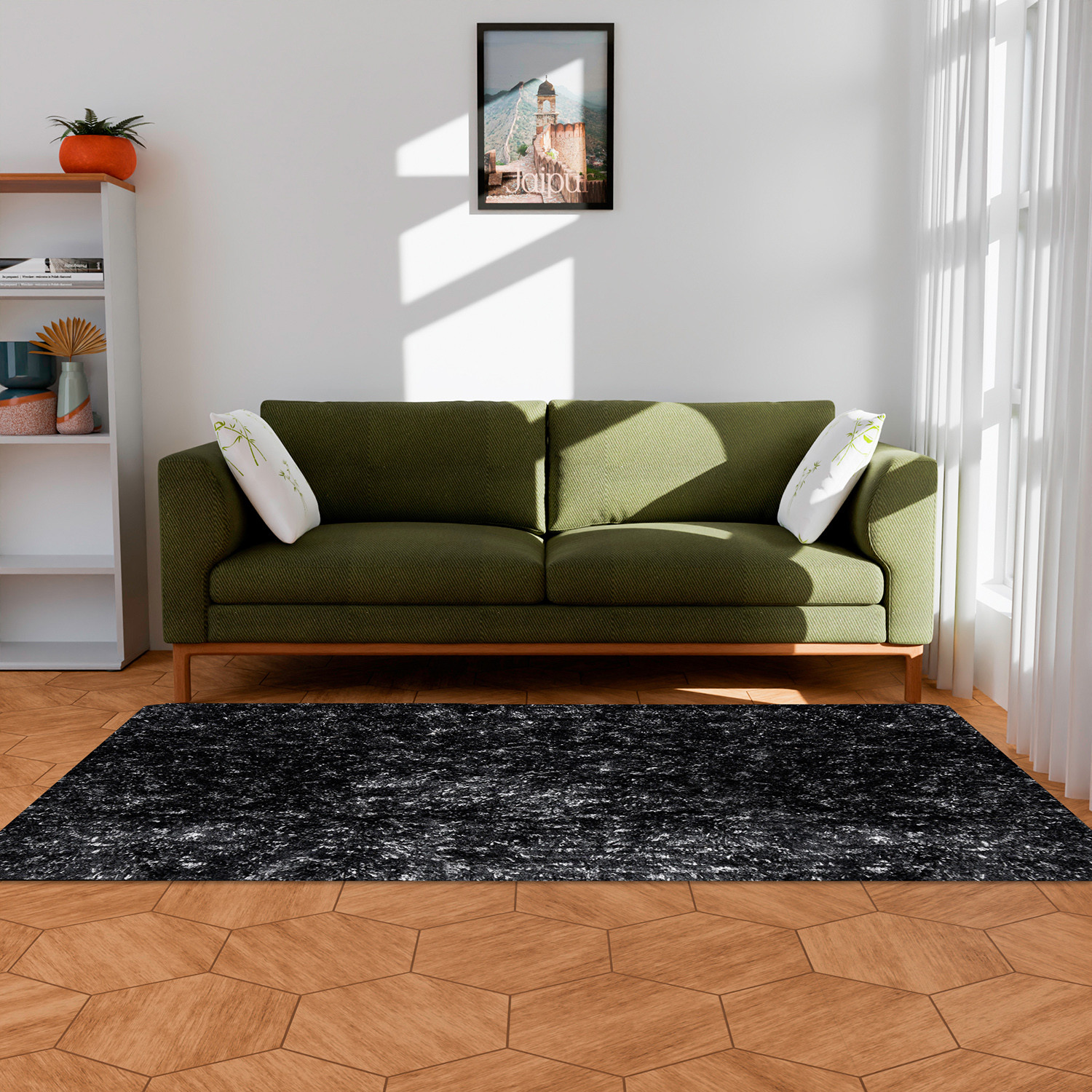 Kuber Industries Carpet | Shaggy Carpet for Living Room | Fluffy Door Mat | Lexus Home Decor Carpet & Door Mat Combo | Floor Carpet Rug & Door Mat Set | Set of 2 | Gray